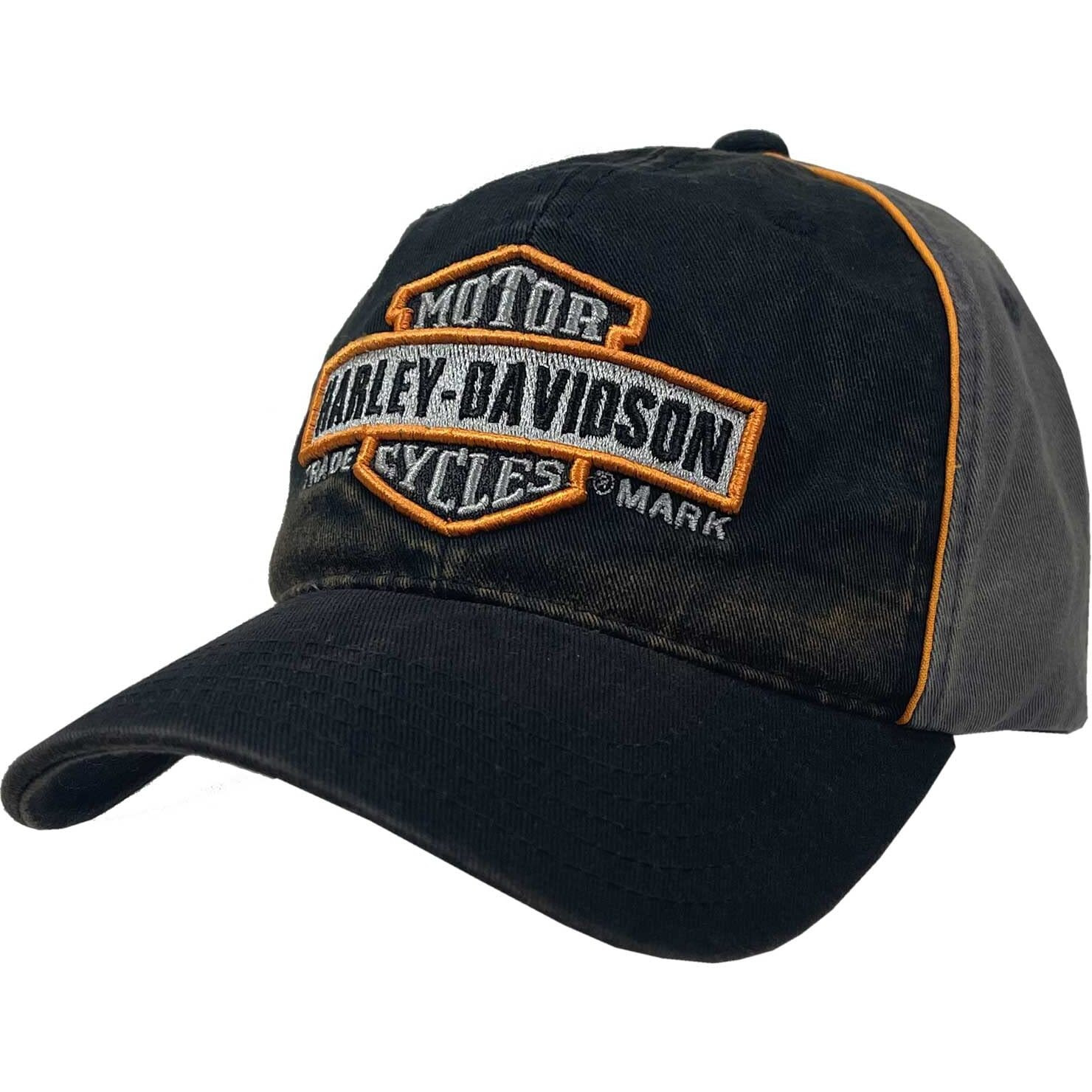 Harley-Davidson Men's Embroidered Trademark Curved Brim Washed Baseball Cap Black