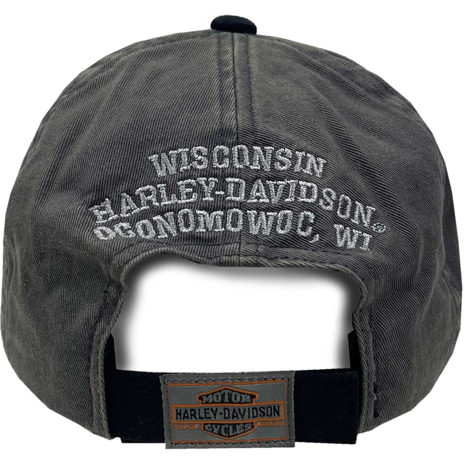 Harley-Davidson Men's Embroidered Trademark Curved Brim Washed Baseball Cap Black