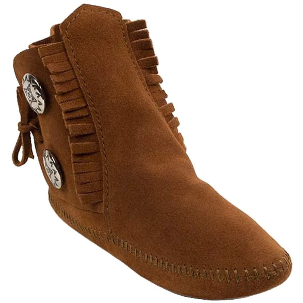 Minnetonka Mens Two Button Softsole Boot  Brown  Size 9