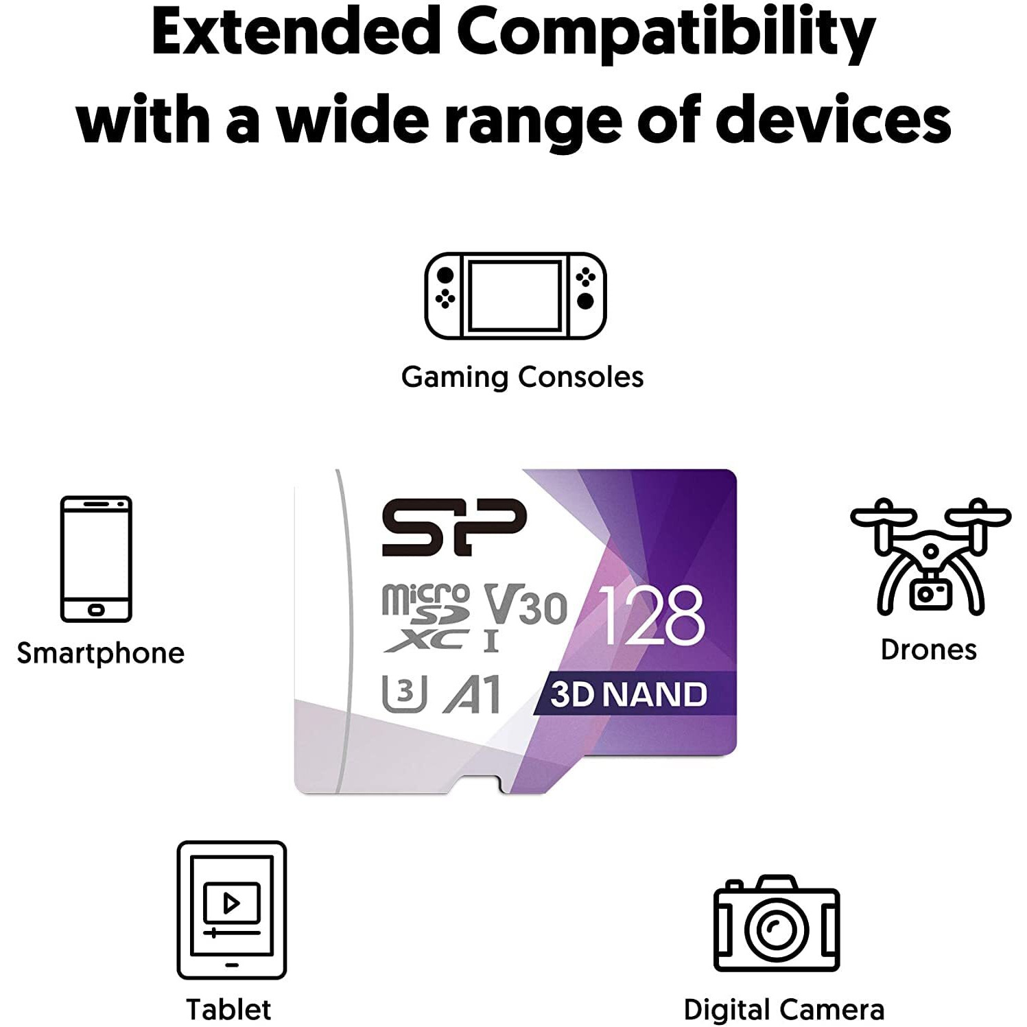 Silicon Power 128Gb Micro Sd Card U3 Sdxc Up To 100Mb/S High Speed Memory Card For Cams  Dji Pocket And Drones