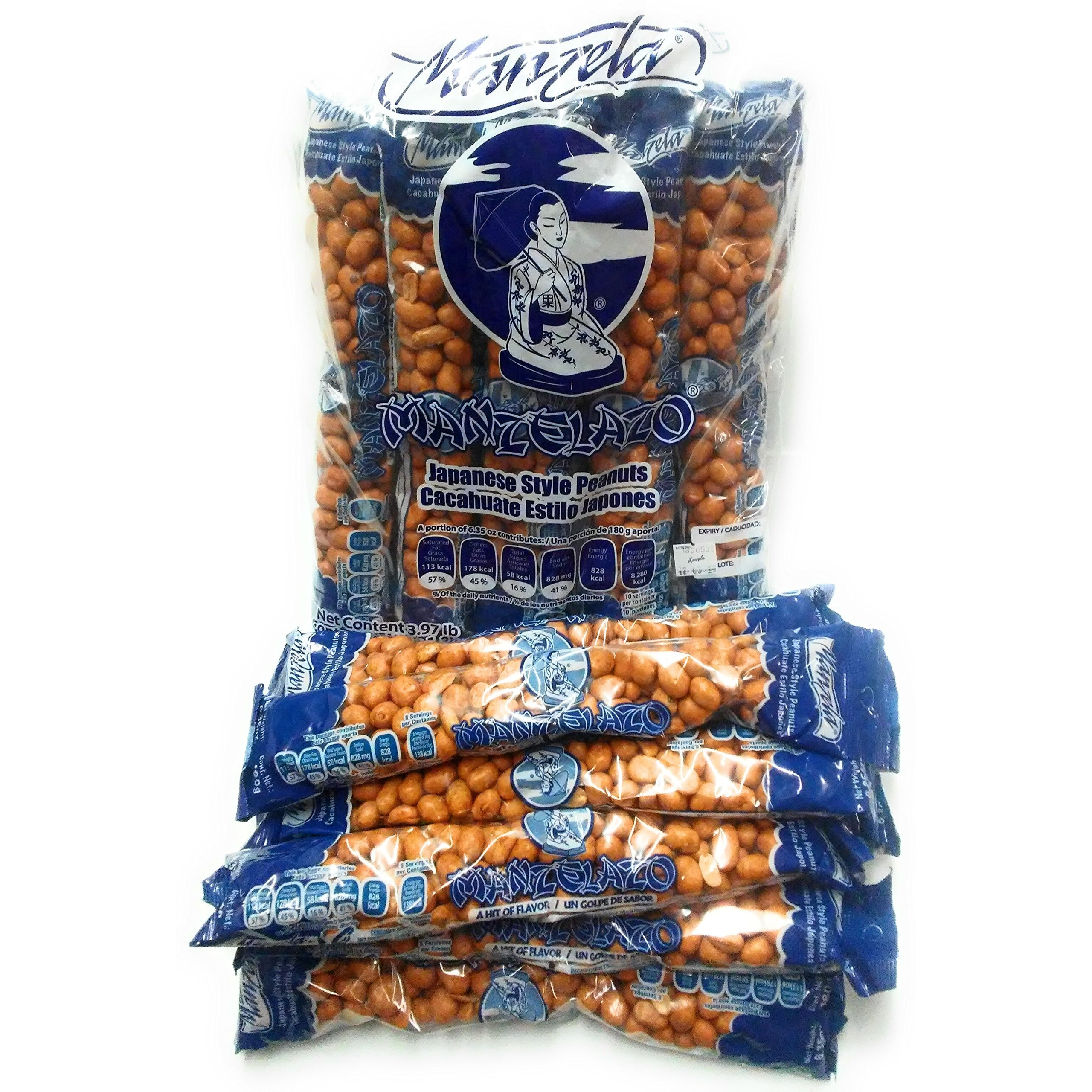 Manzela Japanese Style Peanuts 10 Count 6.35Oz. Each / Cacahuates Estilo JaponS 10Pz De 180Grs