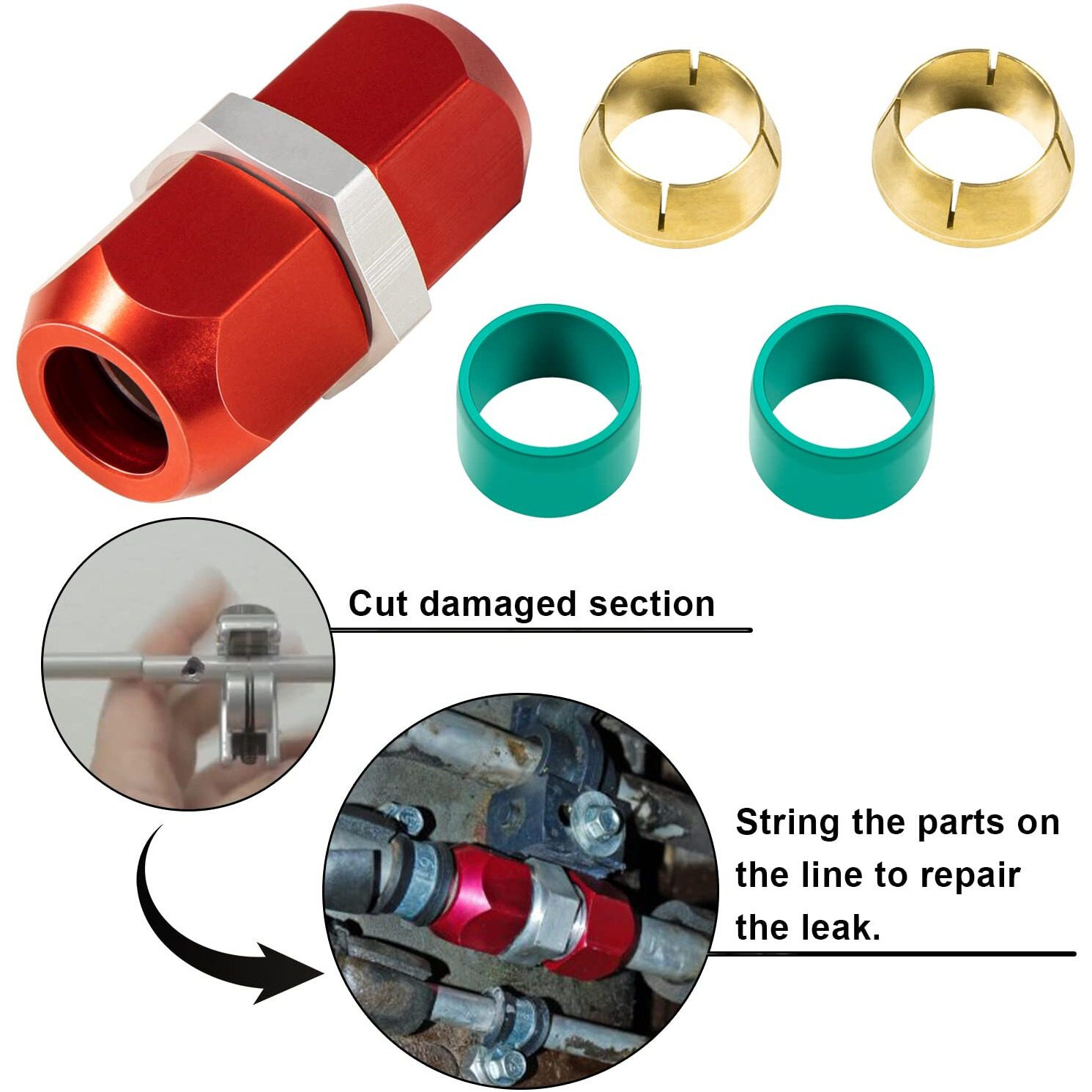 800-642 Line Splice Connector Splicer Coupler For 1/2'' Aluminum Lines  A/C Air Conditioning Repair Splice Connector (For 1/2'' Aluminum Lines)