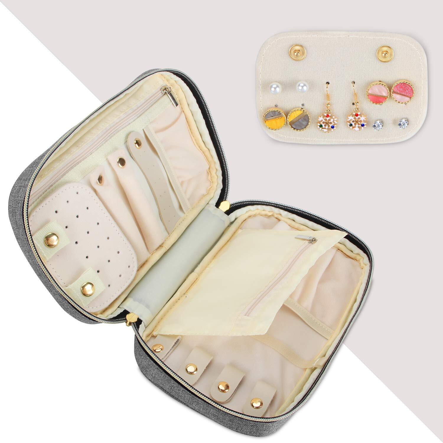 Teamoy Travel Jewelry Case  Jewelry Storage Organizer For Necklaces  Earrings  Bracelets  Rings  Brooches And More  Medium  Gray-(Bag Only)
