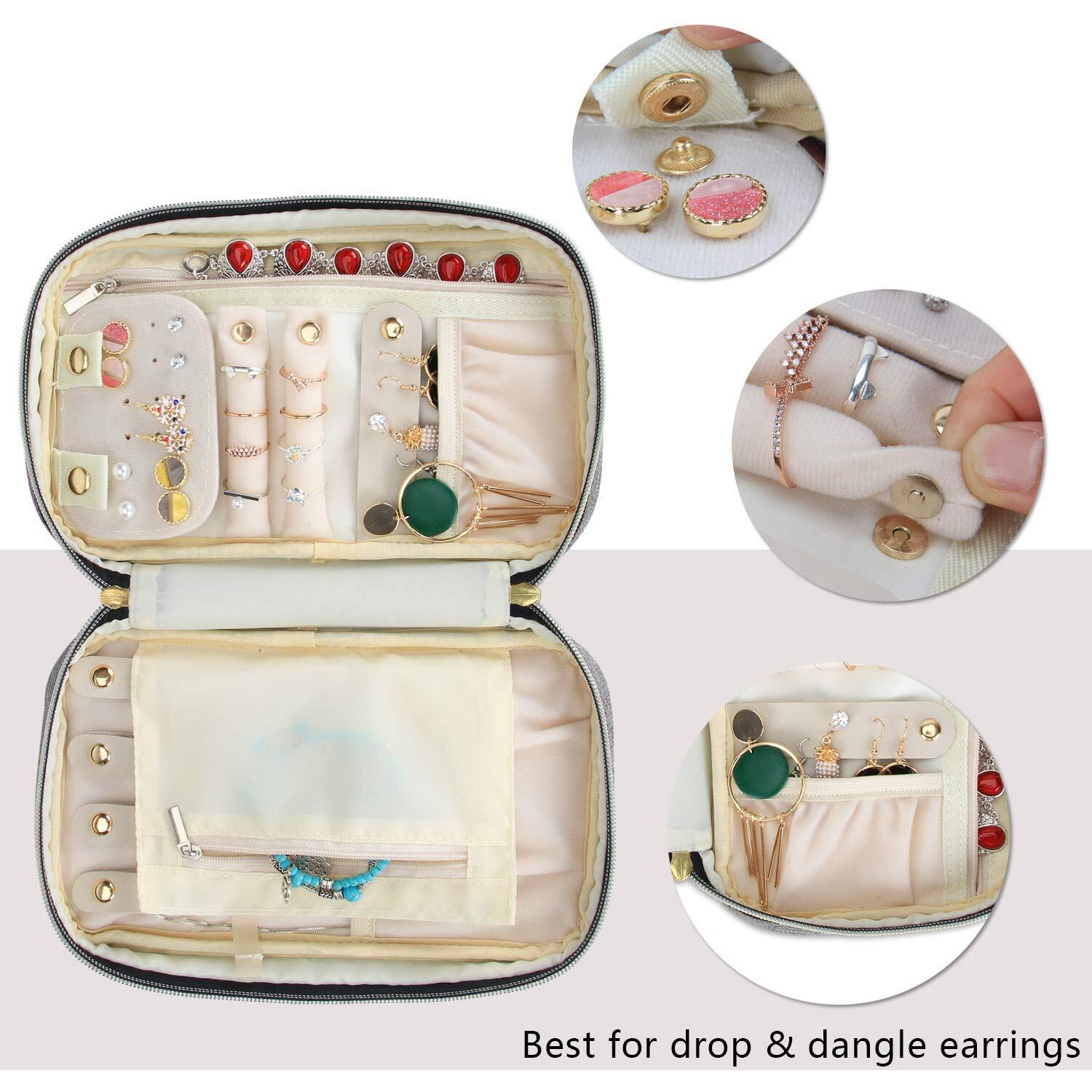 Teamoy Travel Jewelry Case  Jewelry Storage Organizer For Necklaces  Earrings  Bracelets  Rings  Brooches And More  Medium  Gray-(Bag Only)