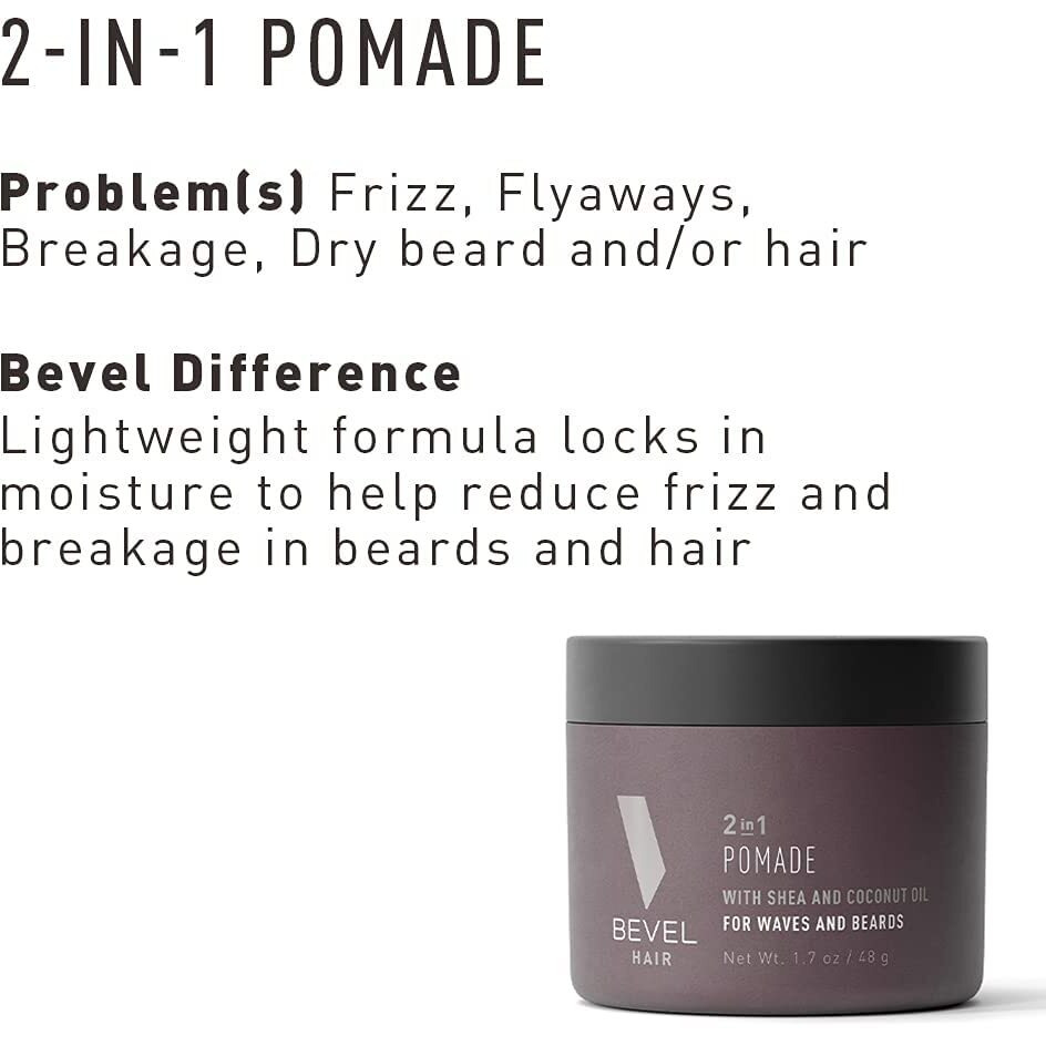 Beard Balm & Hair Pomade By Bevel With Coconut Oil And Shea Butter  Beard Care For Men  1.7 Oz (Packaging May Vary)