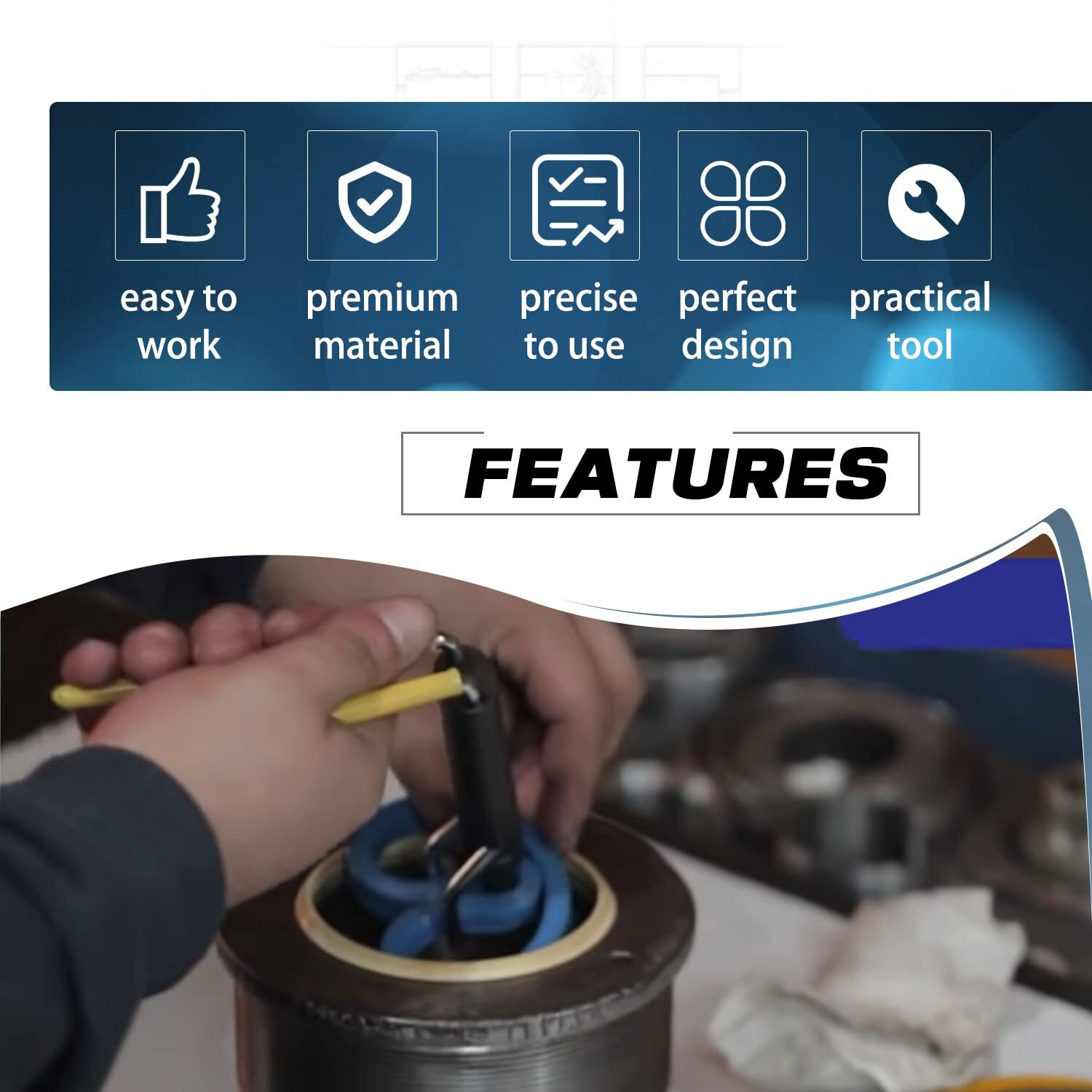 Seal Twistors Install Tools Hydraulic Cylinder Piston Rod Seal U-Cup Twistor Installation Tool Set Work On 0.7 Inch -6.5 Inch Seals (6Pcs)