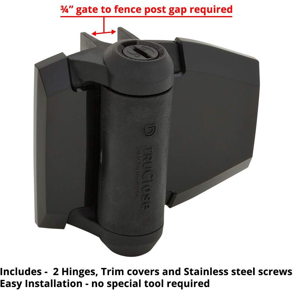 D&D Technologies Tca2L2S3Bts Truclose Regular Duty Gate Hinges  For Self Closing Metal And Wood Gates Up To 66 Pounds  With Alignment Legs  Gloss Black  2 Count