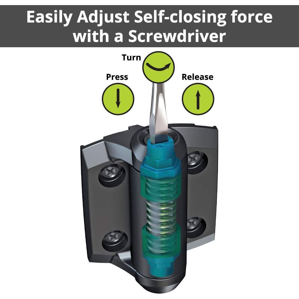 D&D Technologies Tca2L2S3Bts Truclose Regular Duty Gate Hinges  For Self Closing Metal And Wood Gates Up To 66 Pounds  With Alignment Legs  Gloss Black  2 Count