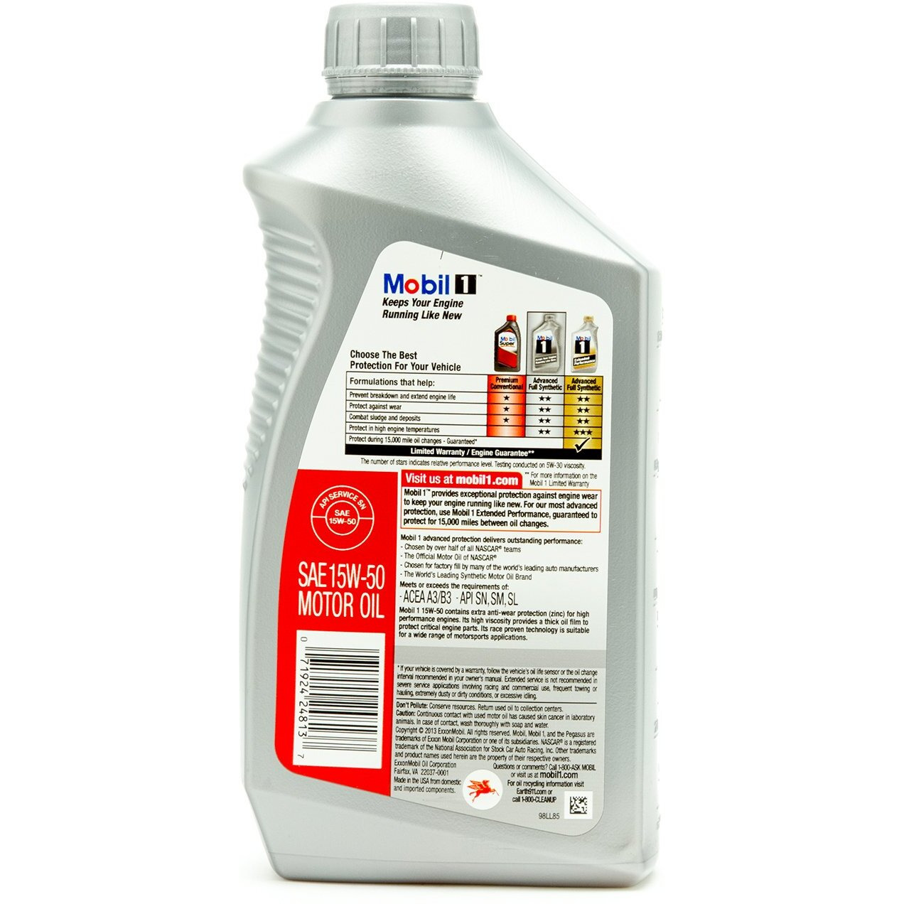Mobil 1 Supersyn Fully Synthetic Motor Oil  15W-50  Quart (201)