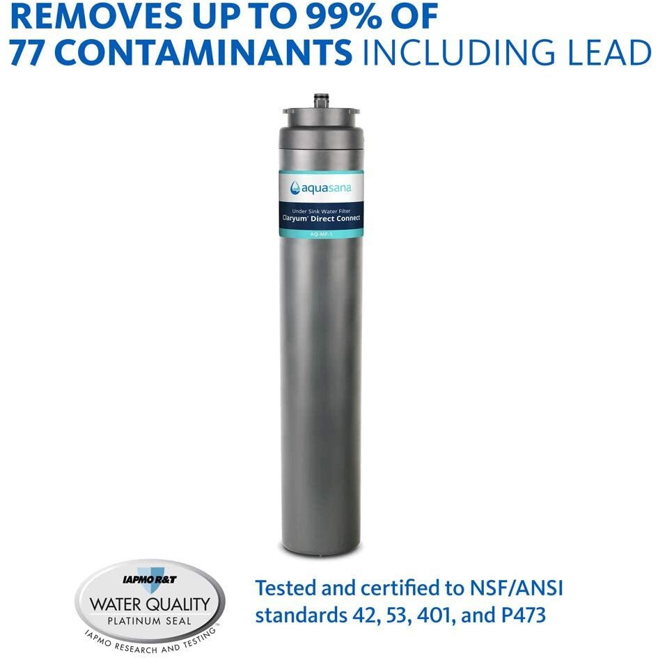 Aquasana Under Sink Water Filter Replacement - Claryum Direct Connect Under Counter Filtration System - Aq-Mf-1-R