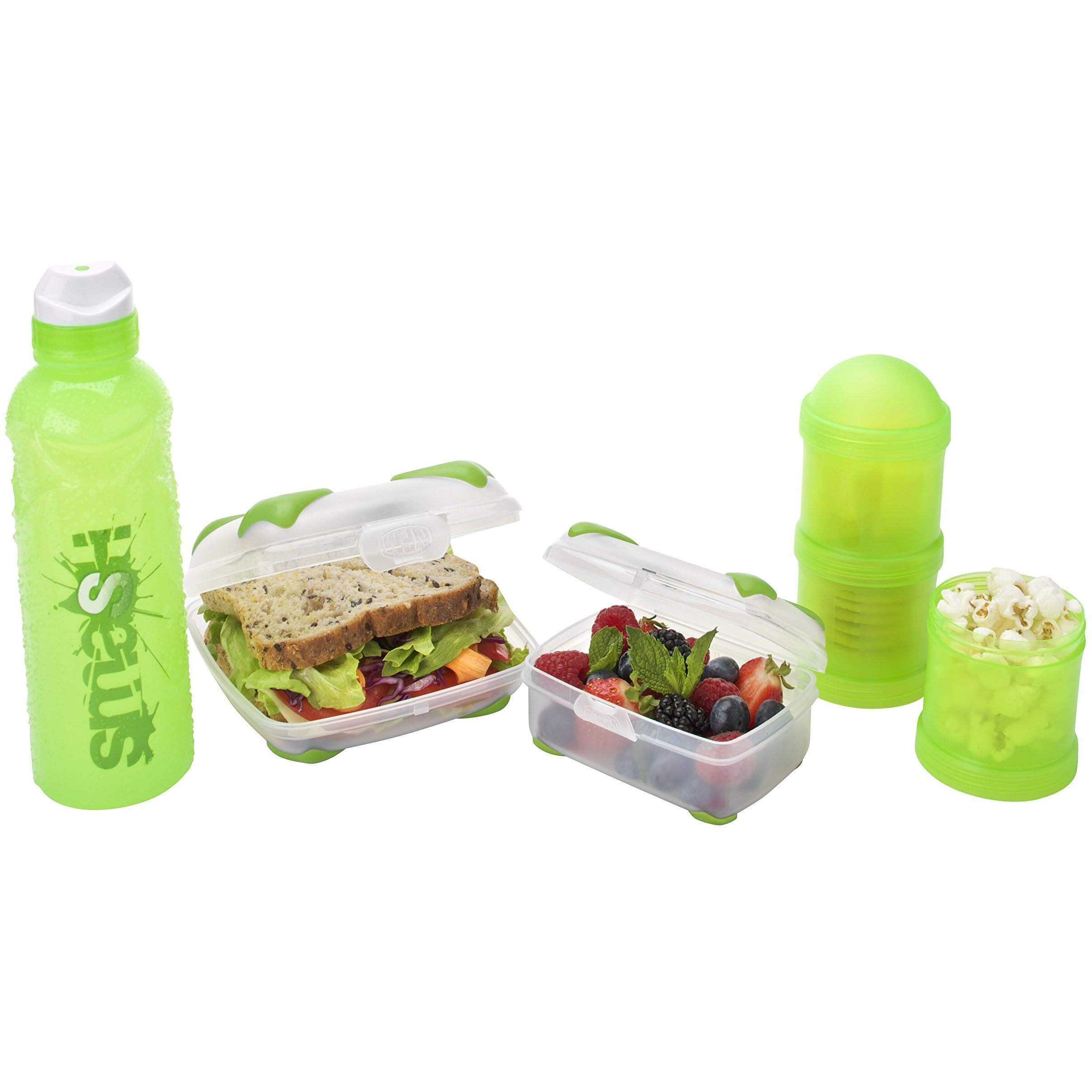 Nude Food Movers By Smash Rubbish Free Lunch Kit With Sandwich Box  Snack Box  Stealth Water Bottle  & Triple Snack Tube  Pink