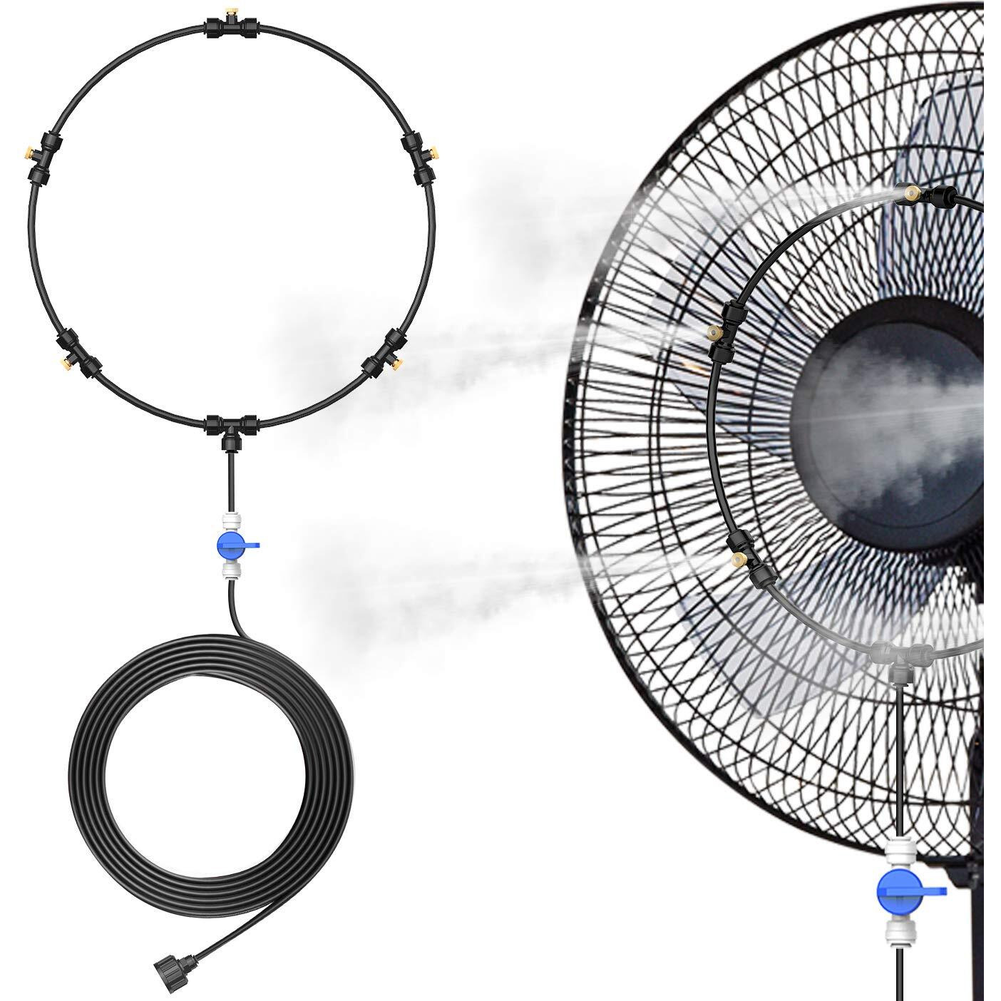 Dr. Prepare Outdoor Misting Fan Kit  16.4Ft Mist Hose Mister Fan  Water Misters For Cooling For Patio Backyard  Portable Misting System For Mist Fan  Independent Valve For Control