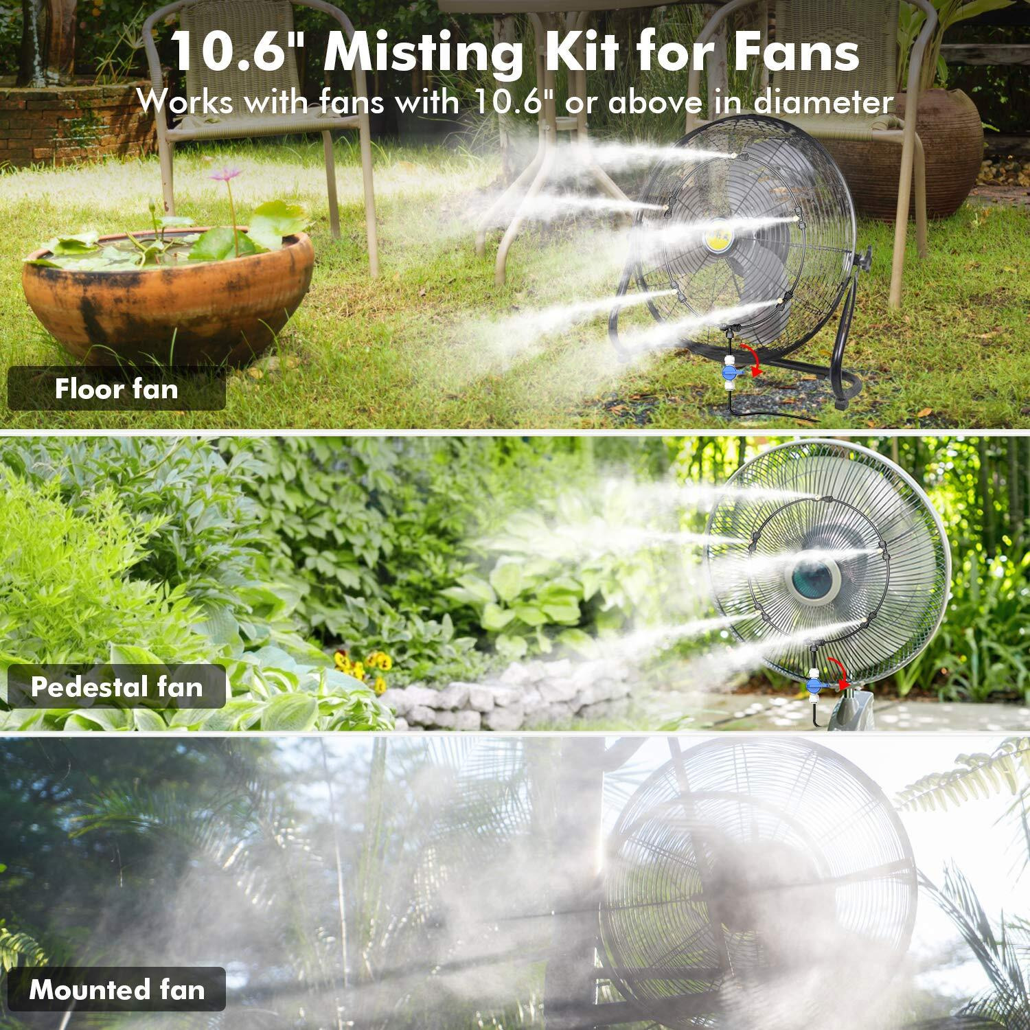 Dr. Prepare Outdoor Misting Fan Kit  16.4Ft Mist Hose Mister Fan  Water Misters For Cooling For Patio Backyard  Portable Misting System For Mist Fan  Independent Valve For Control