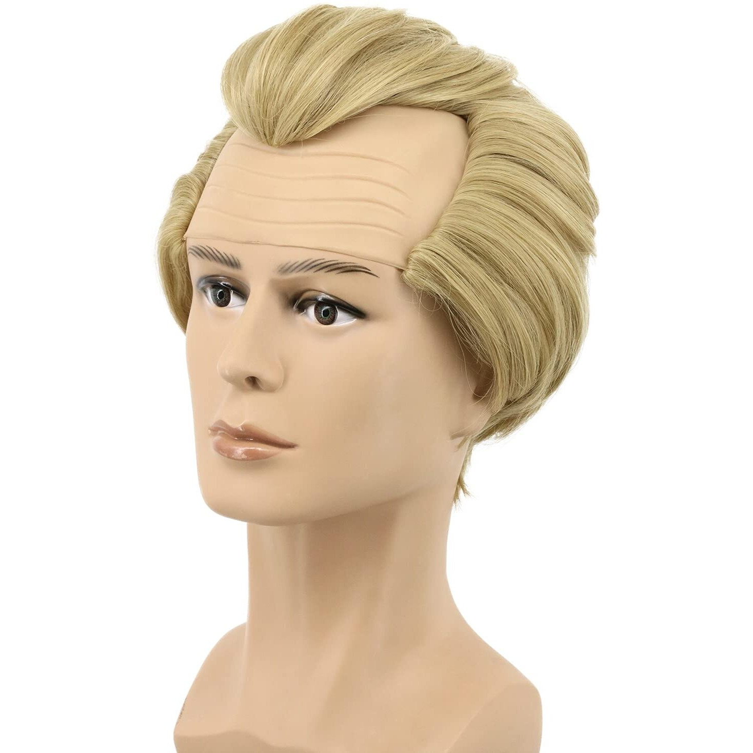 Yuehong Short Blonde Mens Wig Fluffy Bald Head Wig Synthetic Halloween Costumes Cosplay Wigs