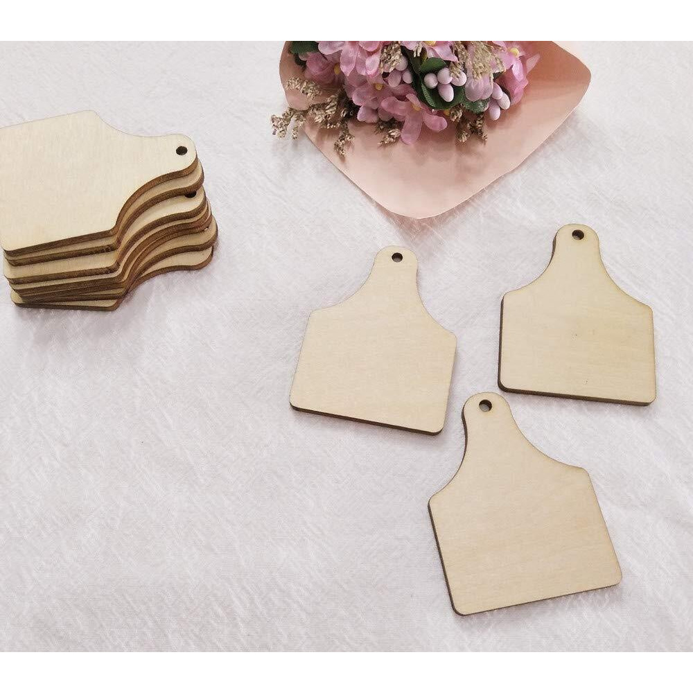 30Pcs Cow Tag Natural Wood Earrings Blanks Wood Jewelry Accessories  Diy Unfinished Wood Shapes (3.0"")
