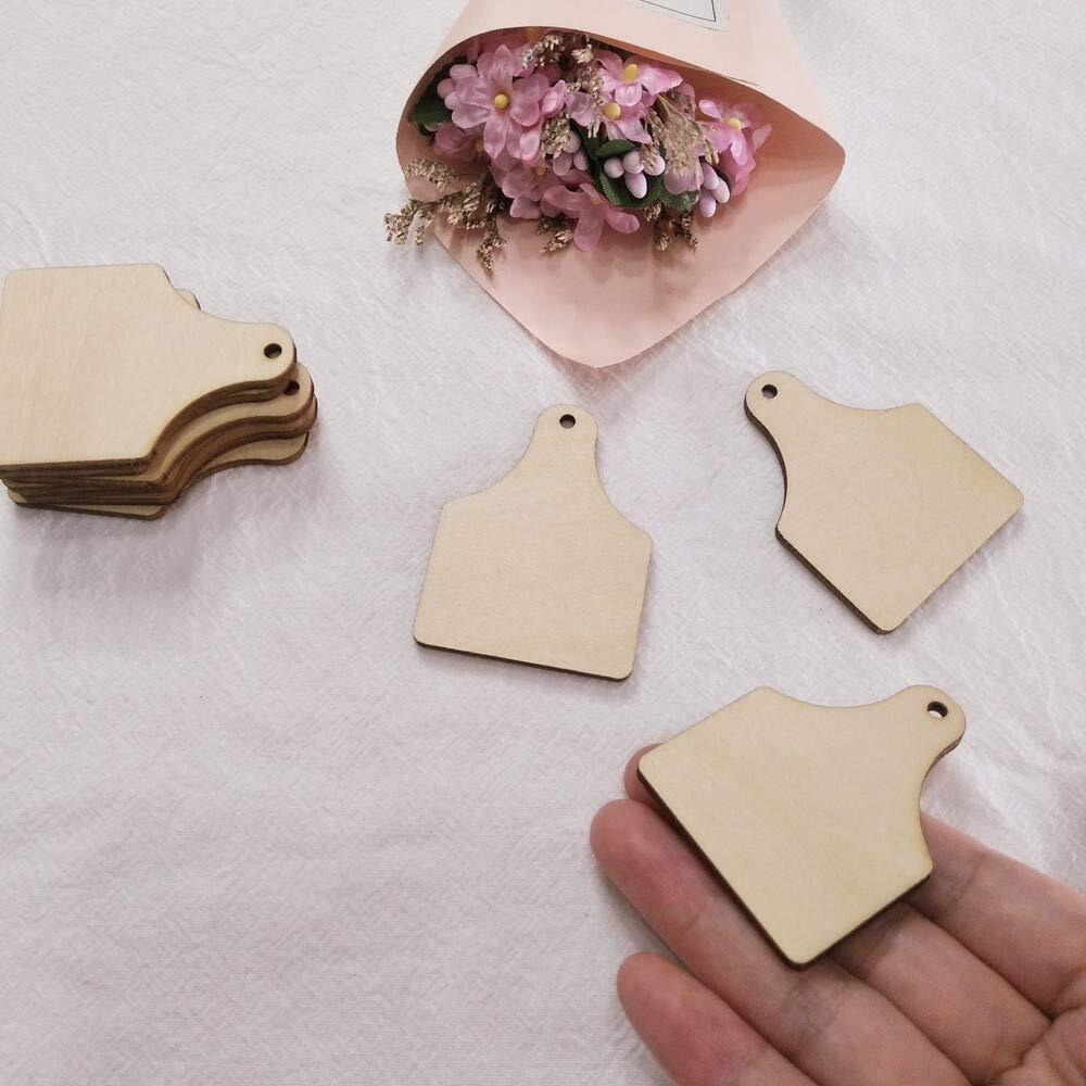 30Pcs Cow Tag Natural Wood Earrings Blanks Wood Jewelry Accessories  Diy Unfinished Wood Shapes (3.0"")