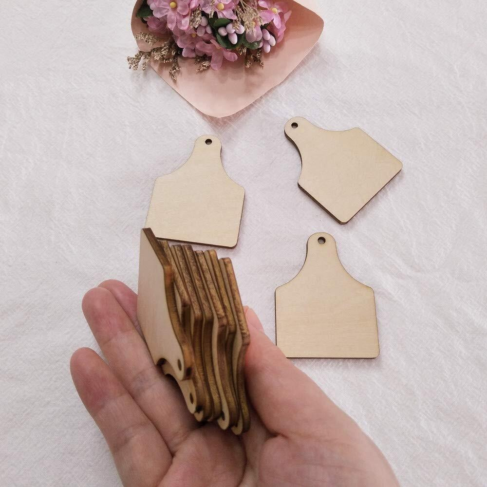 30Pcs Cow Tag Natural Wood Earrings Blanks Wood Jewelry Accessories  Diy Unfinished Wood Shapes (3.0"")