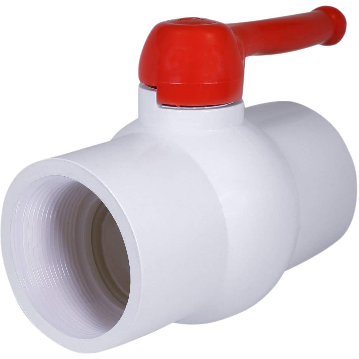 Midline Valve Pvc Ball Valve Red Handle Water Shut-Off 3 In. Fip Plastic (482U300)  White