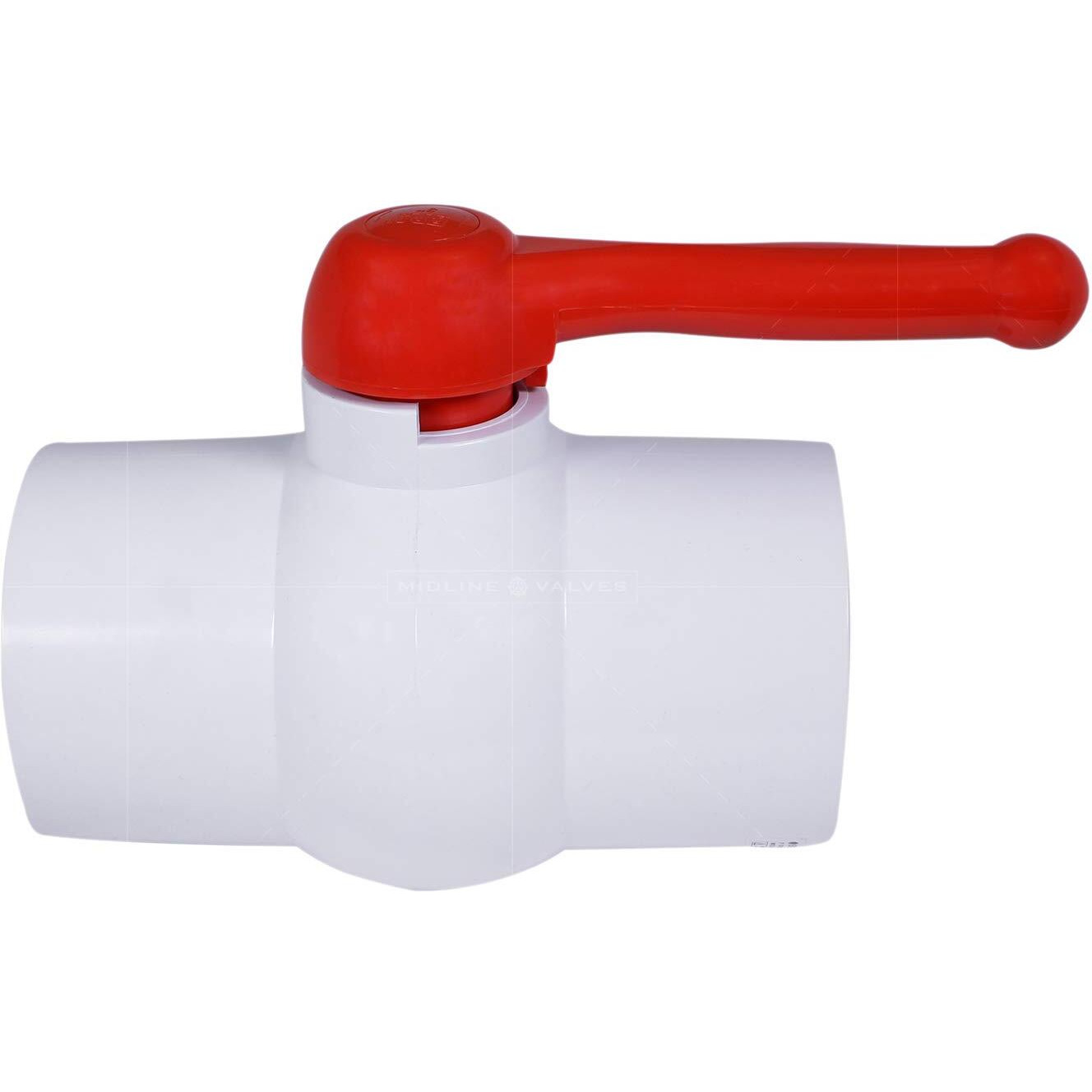 Midline Valve Pvc Ball Valve Red Handle Water Shut-Off 3 In. Fip Plastic (482U300)  White
