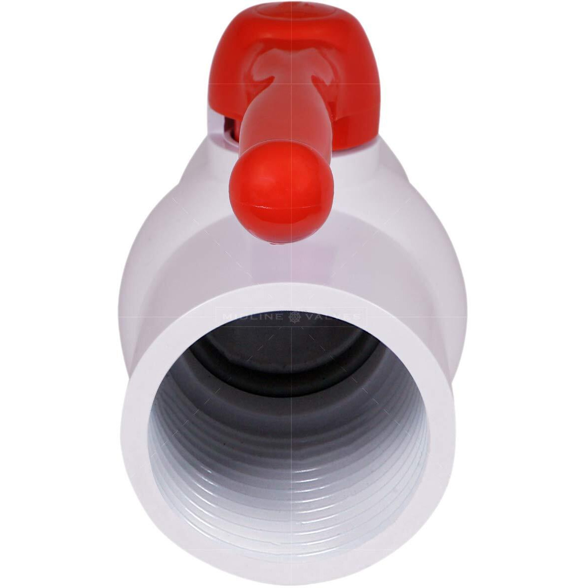 Midline Valve Pvc Ball Valve Red Handle Water Shut-Off 3 In. Fip Plastic (482U300)  White