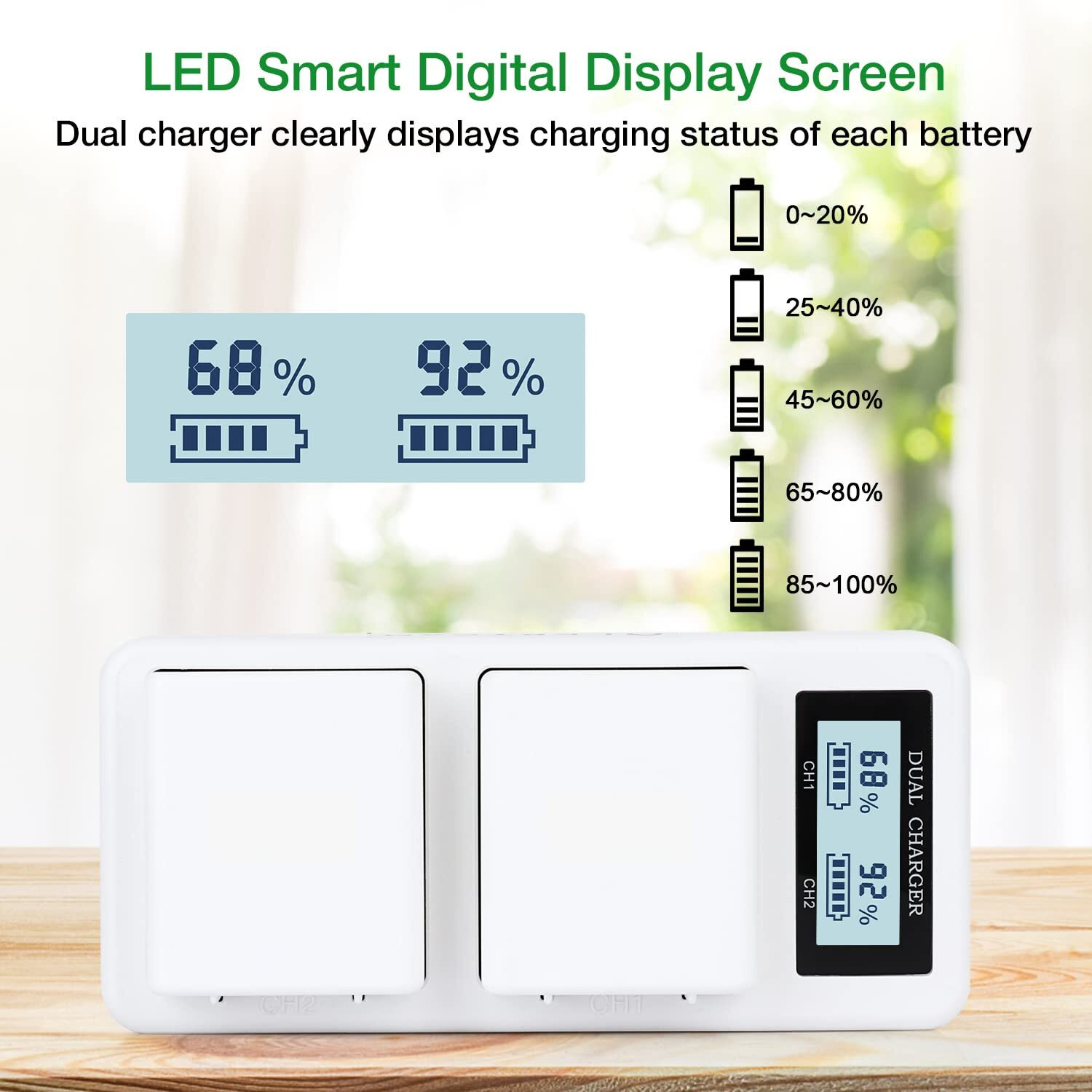 Battery Charger Station For Arlo Pro 3/Pro 4/Pro 5S & Arlo Ultra/Ultra 2  Digital Led Screen Dual Charging Station For Arlo Battery Only (No Batteries)