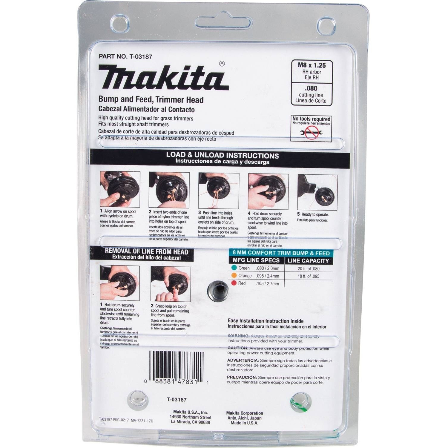 Makita T-03187 Bump And Feed Trimmer Head