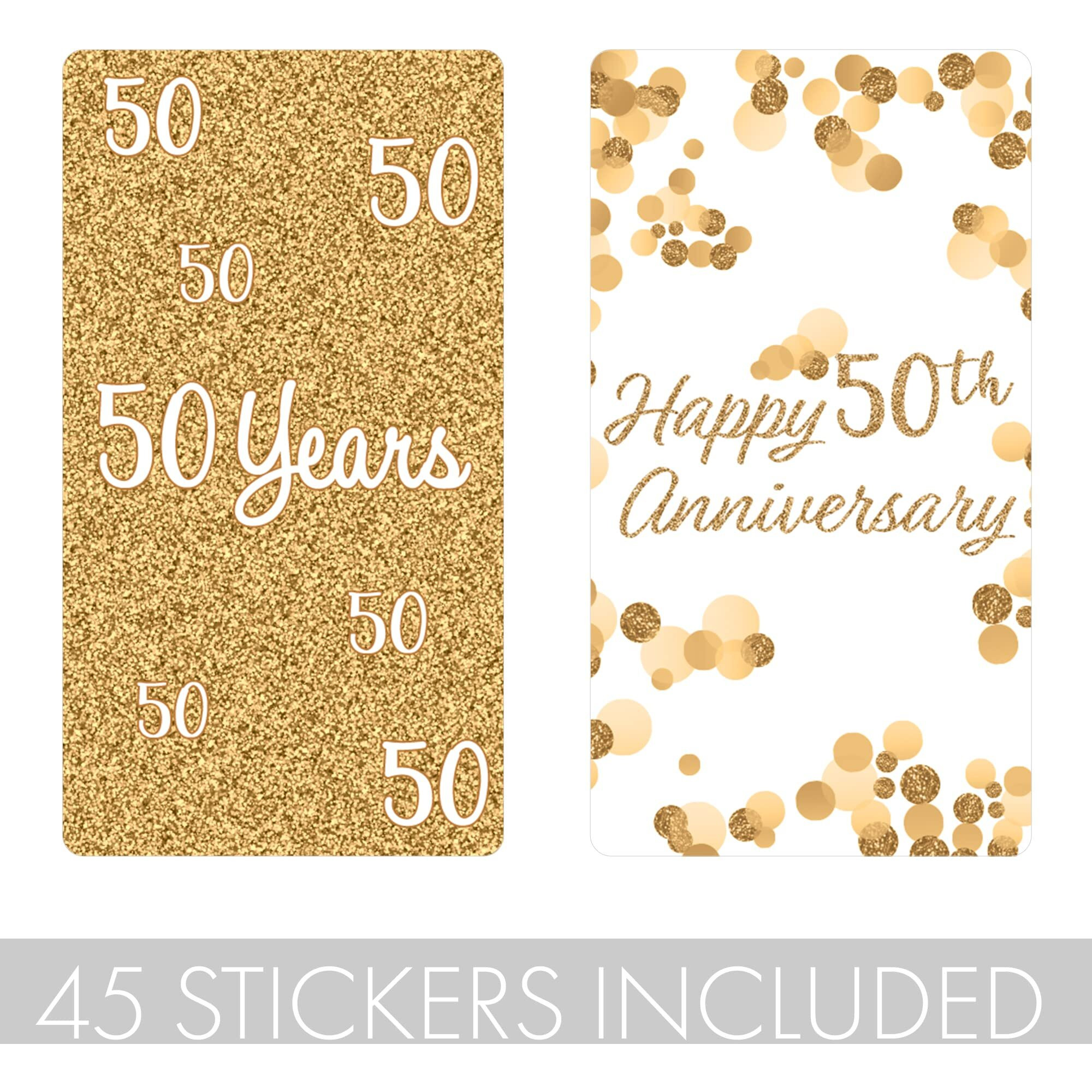 Gold 50Th Wedding Anniversary Party Mini Candy Bar Wrappers - 45 Stickers