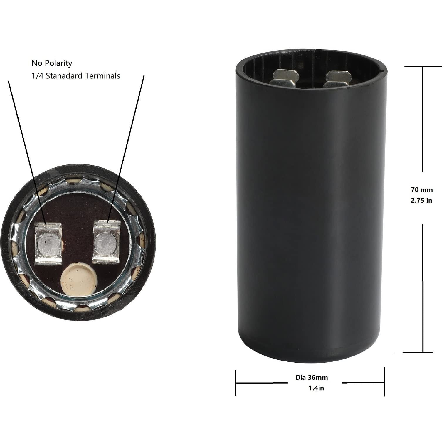 Rpr 43-52 Mfd Uf Motor Start Capacitor 220-250 Voltage For 0.5 0.75 Pump
