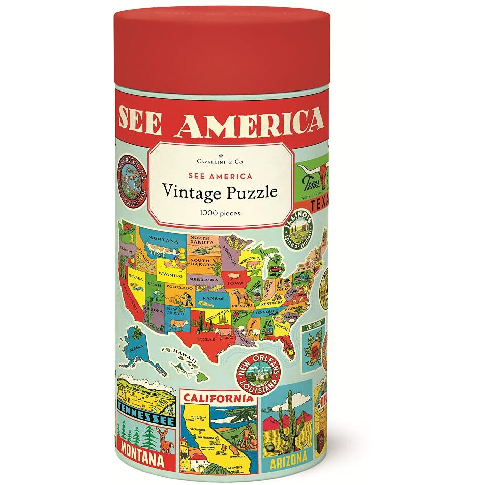 Cavallini - Vintage Jigsaw Puzzle - 1000 Pieces - 55X70Cms - See America