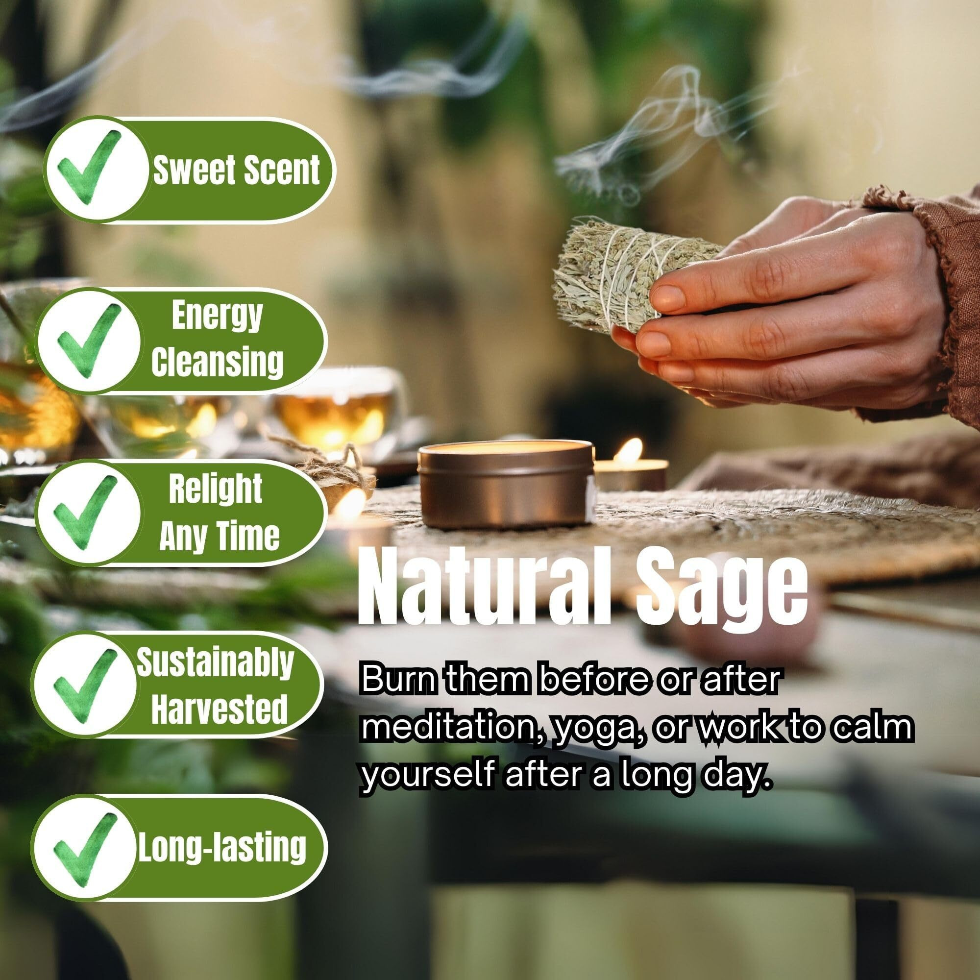 Ancientveda 4 Inch 3 Pack Blue Sage Smudge Sticks With Starter Guide For Yoga | Floral Home Sage | Big Sage Smudge Stick Bundle Sage To Get Rid Of Evil Spirits | Sage For Cleansing House Blessing