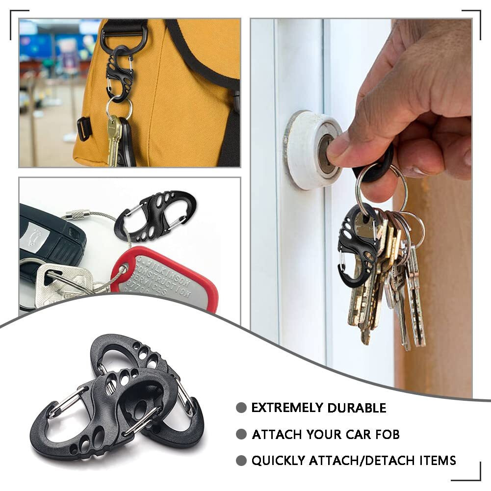 Coobigo 12 Pack Plastic Carabiner Clips Small Snap Hooks Mini Caribbean Keychain Zipper Clip Theft Deterrent Key Chain Molle Backpack Accessories