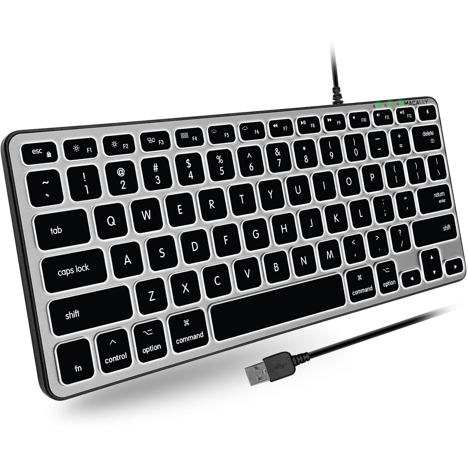 Macally Backlit Wired Keyboard For Mac | Compatible Apple Keyboard (Small And Compact) Comfortable All Day Typing Usb Keyboard For Macbook Pro/Air  Imac  Mac Mini/Pro (Space Grey)