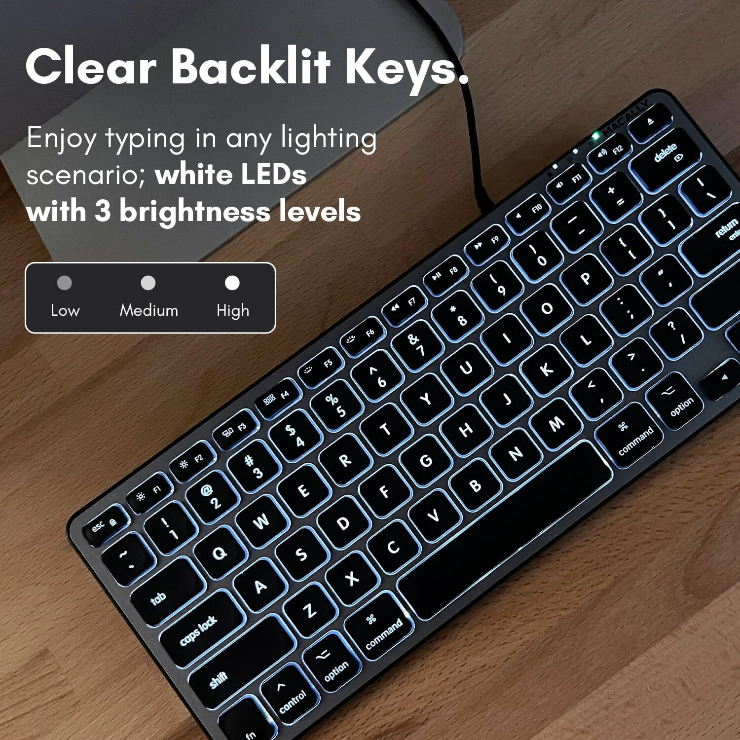 Macally Backlit Wired Keyboard For Mac | Compatible Apple Keyboard (Small And Compact) Comfortable All Day Typing Usb Keyboard For Macbook Pro/Air  Imac  Mac Mini/Pro (Space Grey)