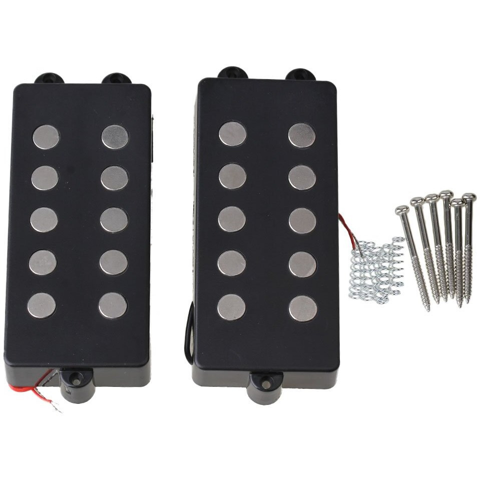 Bqlzr Black Ceramic Magnet 5 String M Bass Humbucker Double Coil Pickup For Bass Guitar And Bass Replacement Pack Of 2 4.13X1.77X0.7Inch(Lxwxh)
