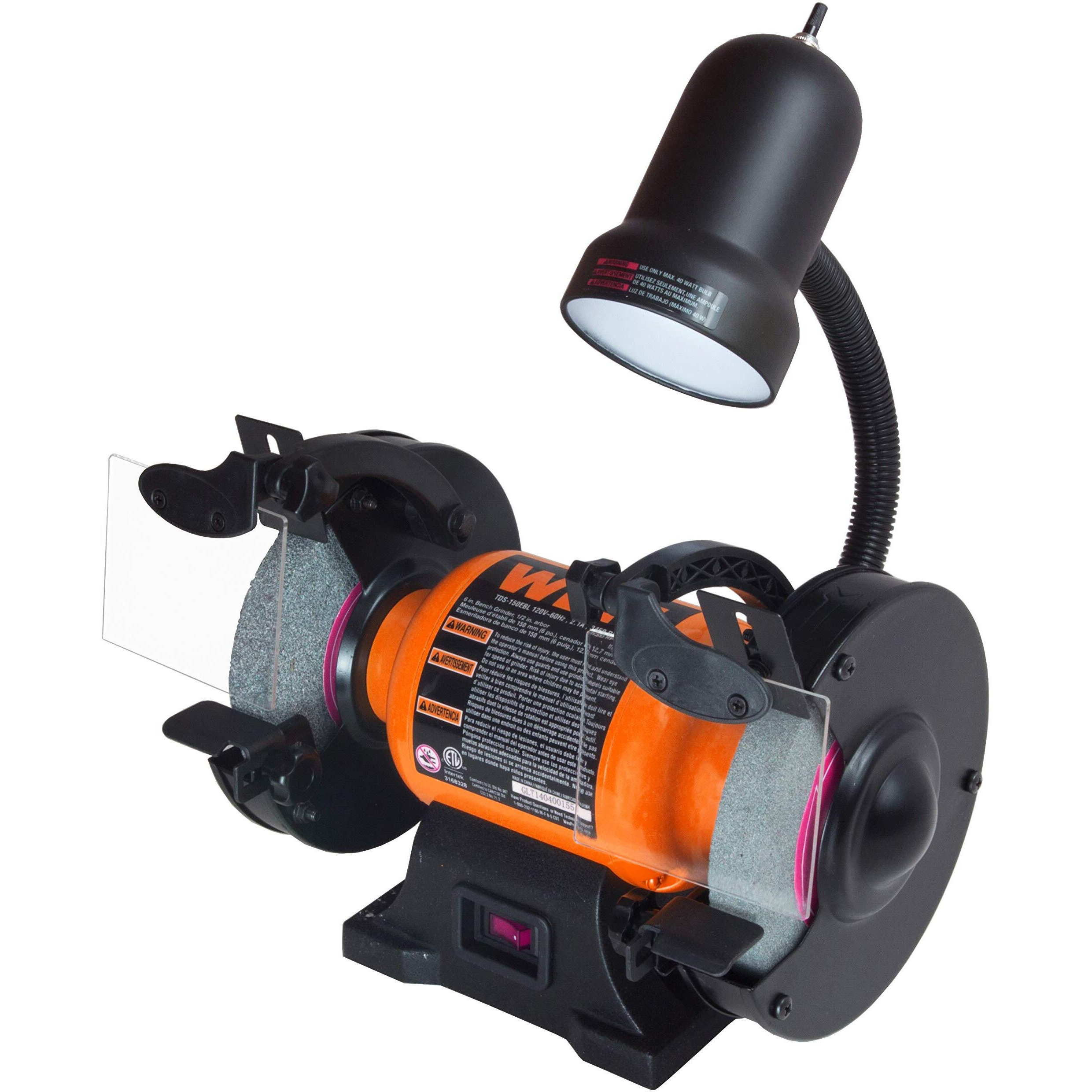 Wen Bg4276 2.1-Amp 6-Inch Single Speed Bench Grinder With Flexible Work Light  Black Orange