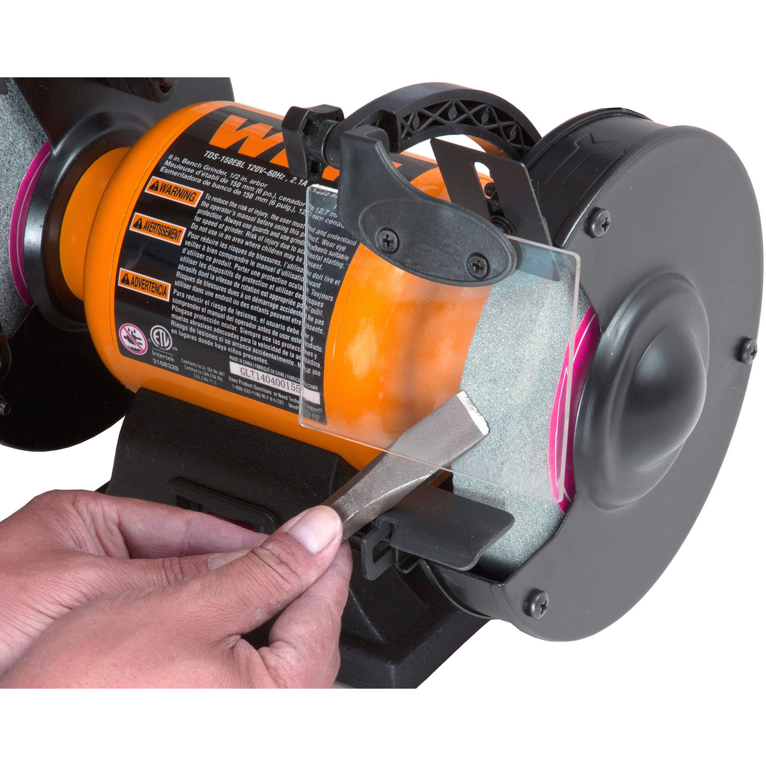 Wen Bg4276 2.1-Amp 6-Inch Single Speed Bench Grinder With Flexible Work Light  Black Orange