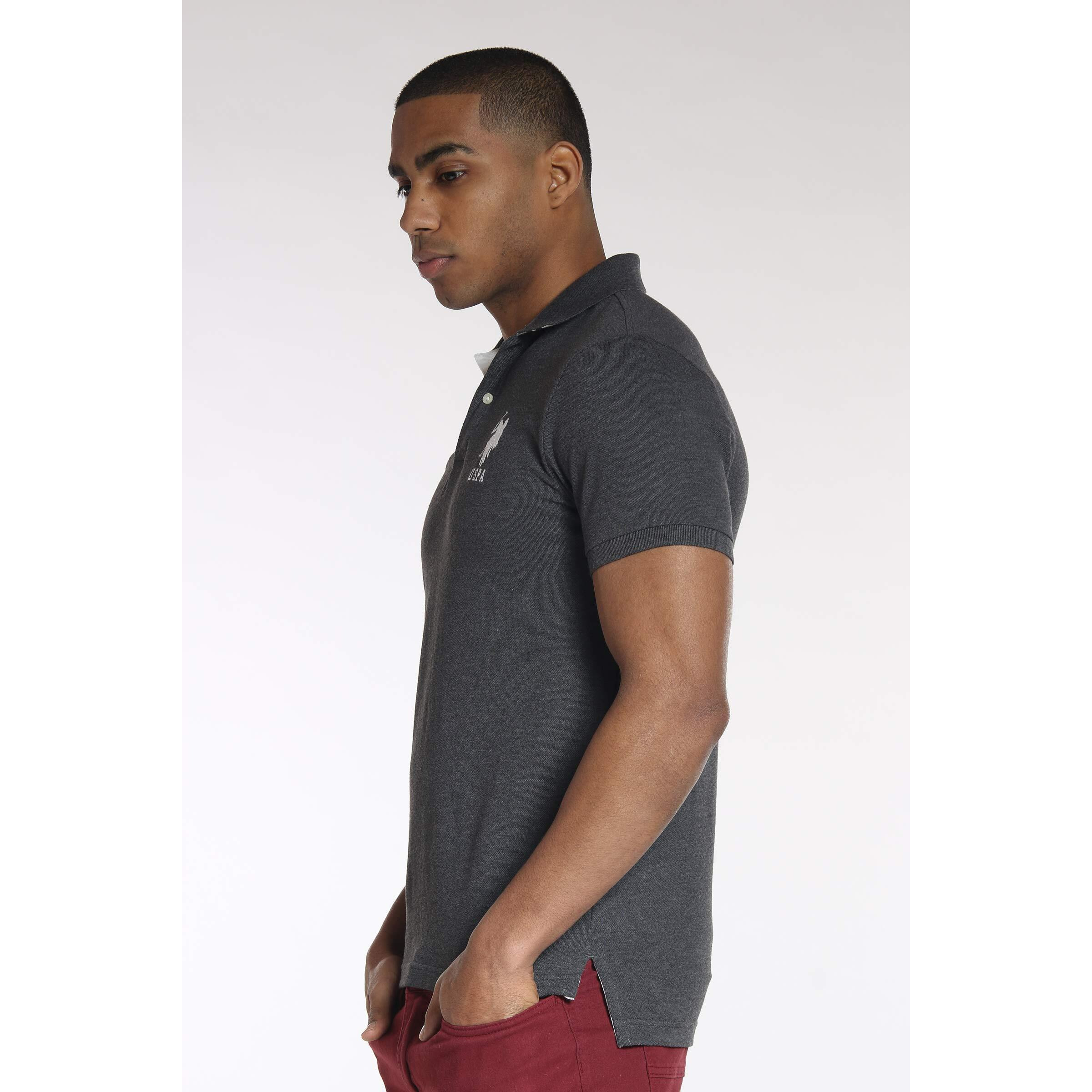 U.S. Polo Assn. Men's Slim Fit Solid Pique Shirt  Heather Dark Gray  Large