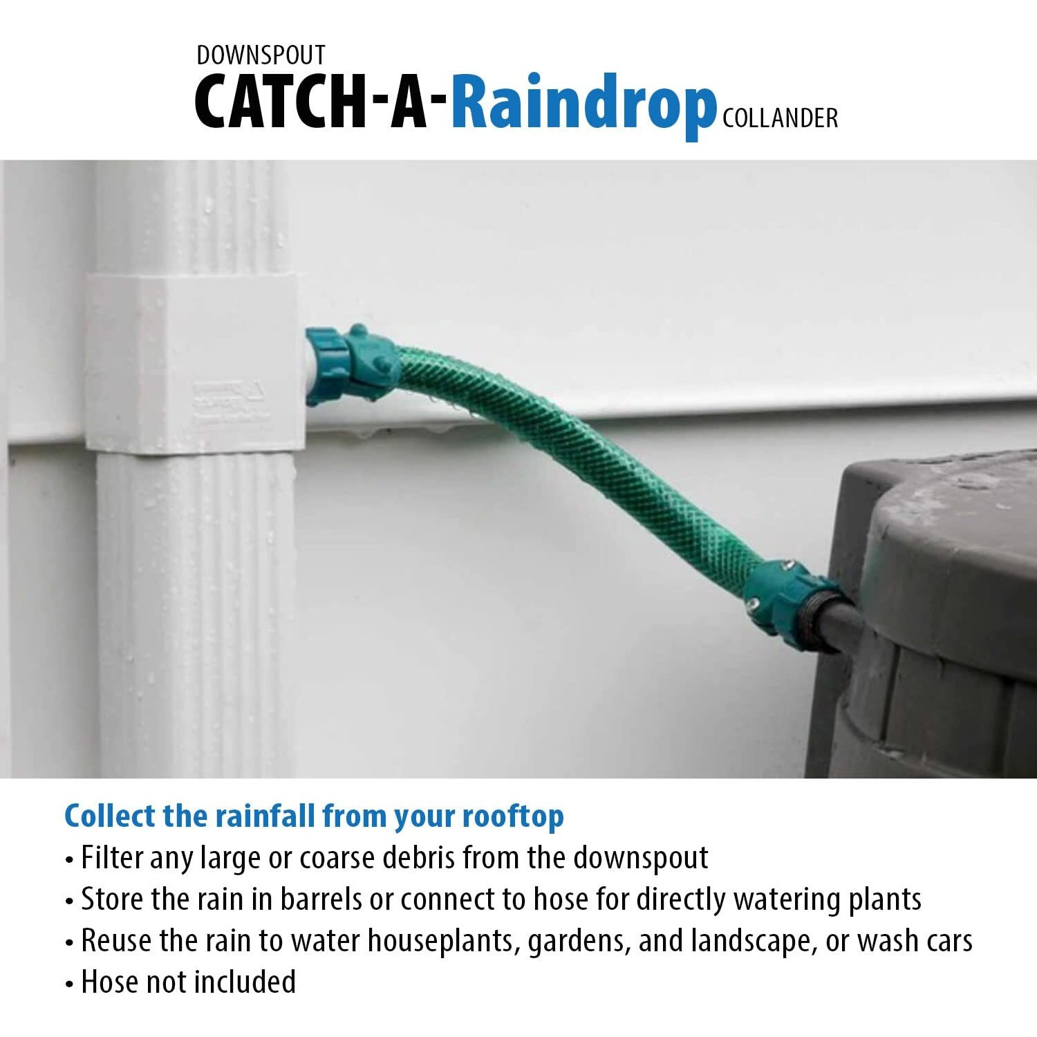 Downspout Rainwater Collection Diverter Connector System Colander With Filter 2X3-In  White