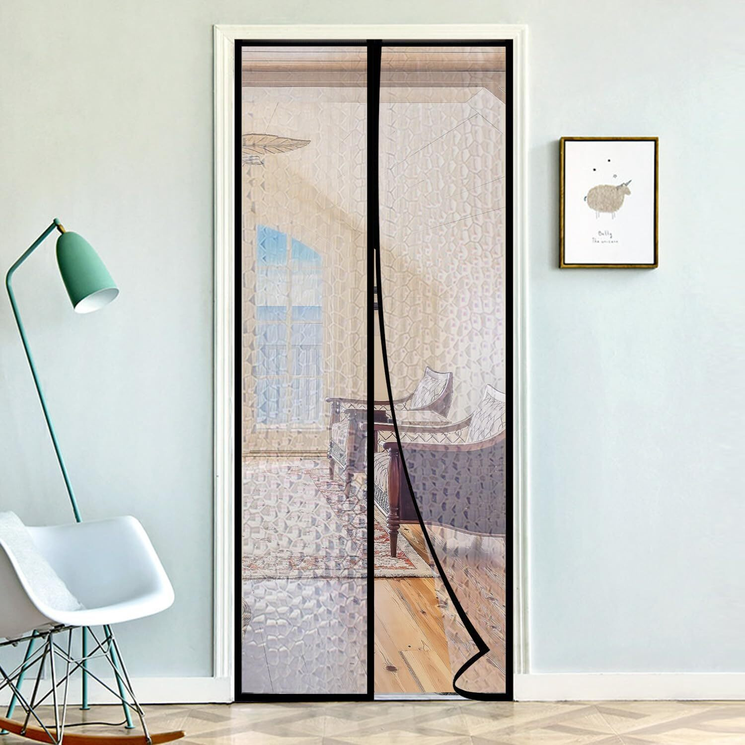 Magnetic Thermal Insulated Door Curtain 34"&quotX82"" Magnet Patio Door Cover Auto Closer Fits Doors Up To 32"&quotX81"" To Keep Warm In Winter Cool In Summer For Air Conditioner Heater Room Home Kitchen