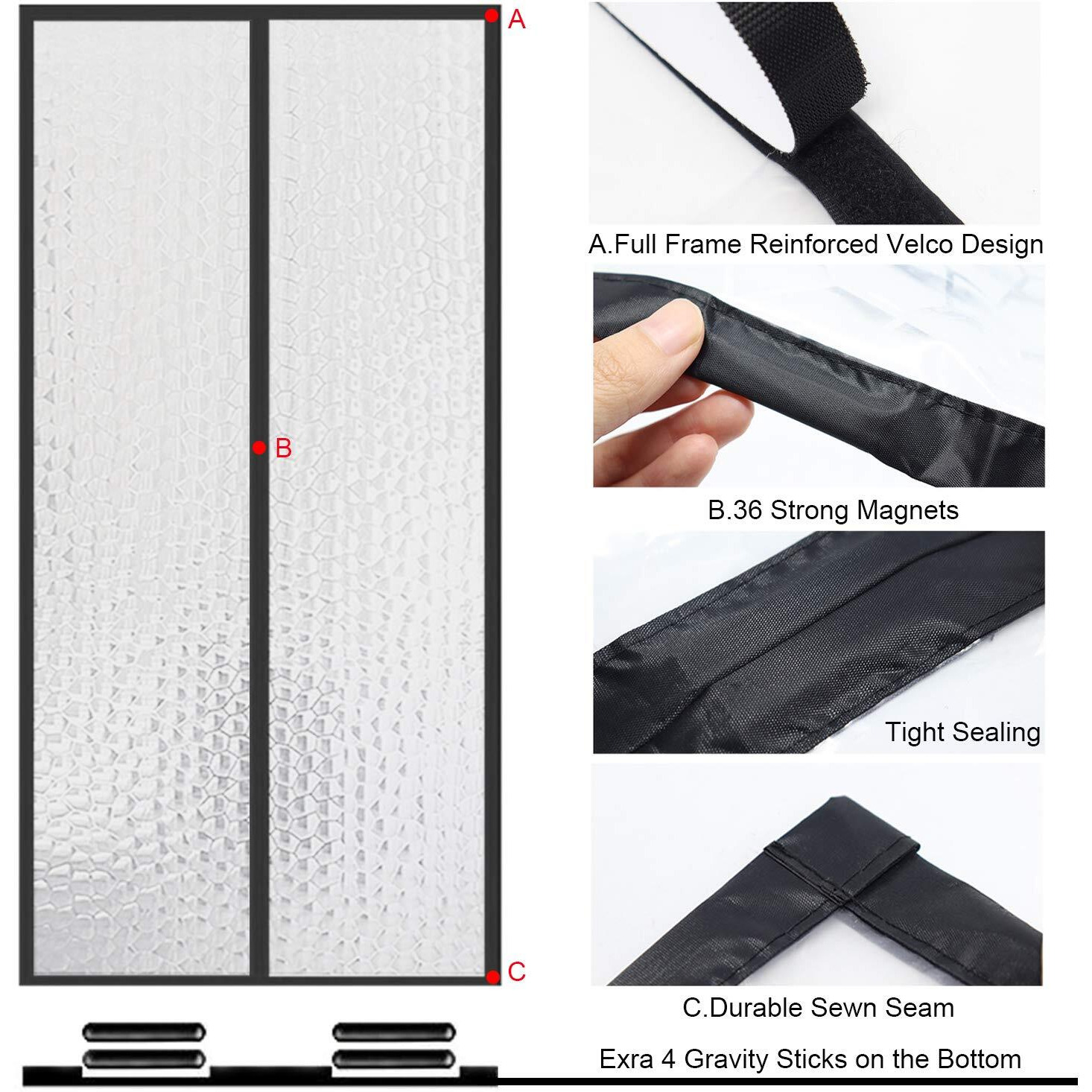 Magnetic Thermal Insulated Door Curtain 34"&quotX82"" Magnet Patio Door Cover Auto Closer Fits Doors Up To 32"&quotX81"" To Keep Warm In Winter Cool In Summer For Air Conditioner Heater Room Home Kitchen