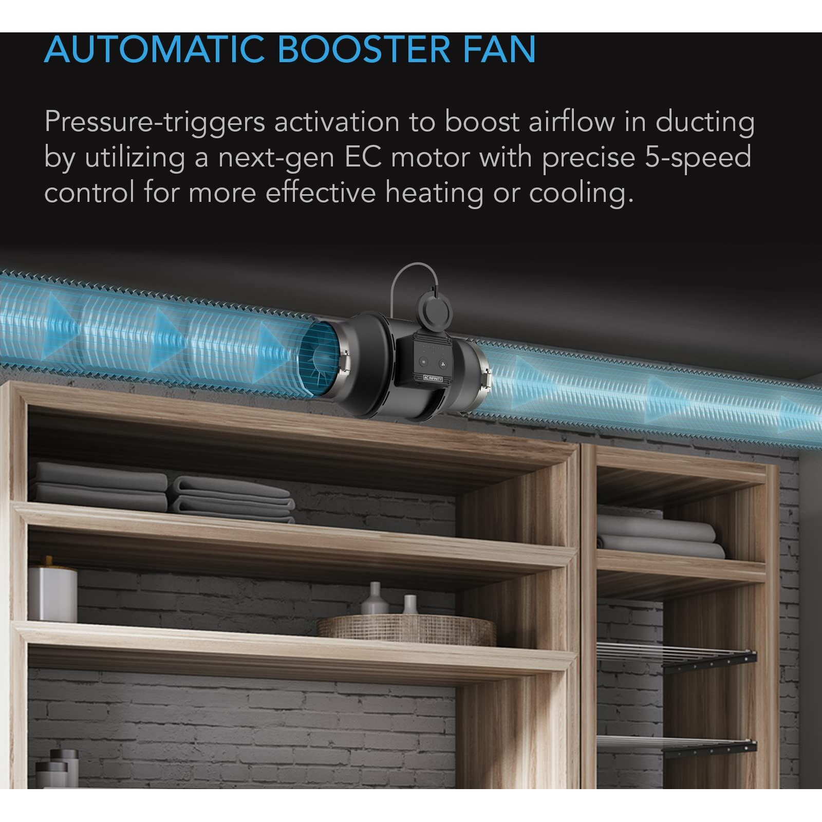 Ac Infinity Automatic Duct Fan 4""  Inline Fan With Differential Fan Pressure Switch  Air Vent Booster Fan For Industrial Hvac Ducting Ventilation Exhaust Systems