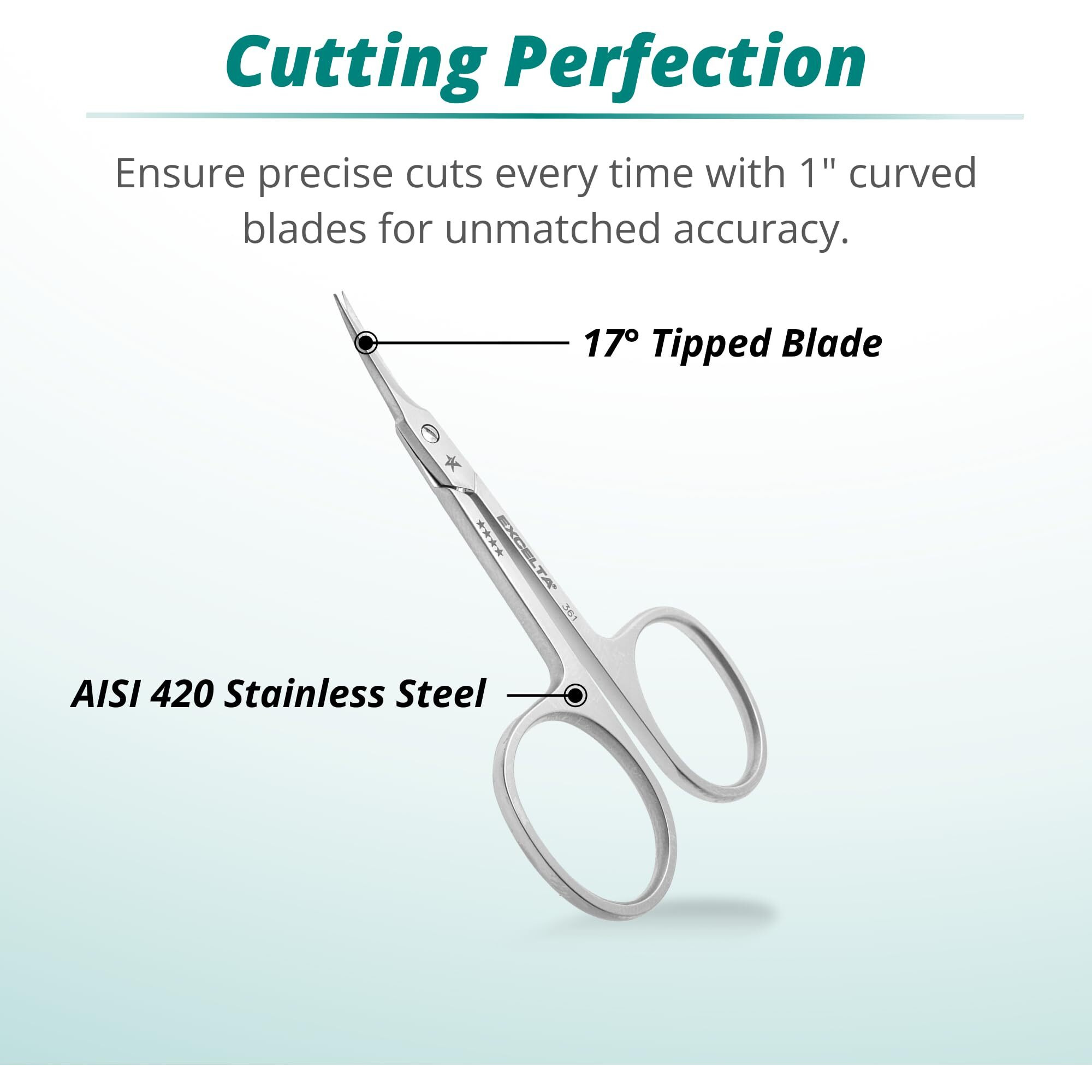 Excelta Premium-Grade Stainless Steel Scissors  Curved Blades  Perfect For Intricate Micro-Manipulations In Cramped Spaces  1  Blade Length  Superior