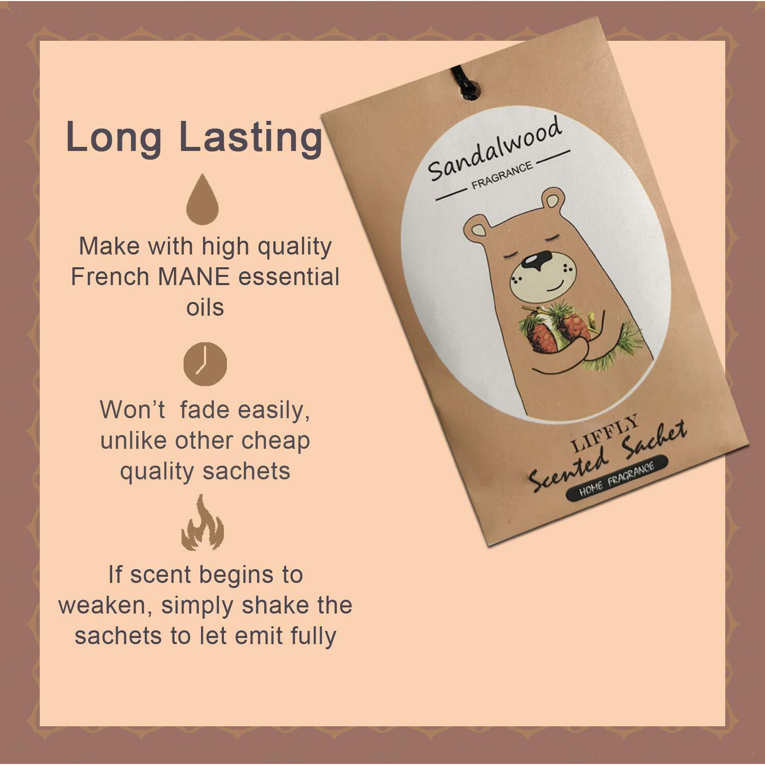 Liffly 14 Packs Sandalwood Scented Sachets Bag For Drawer And Closet Gift Box