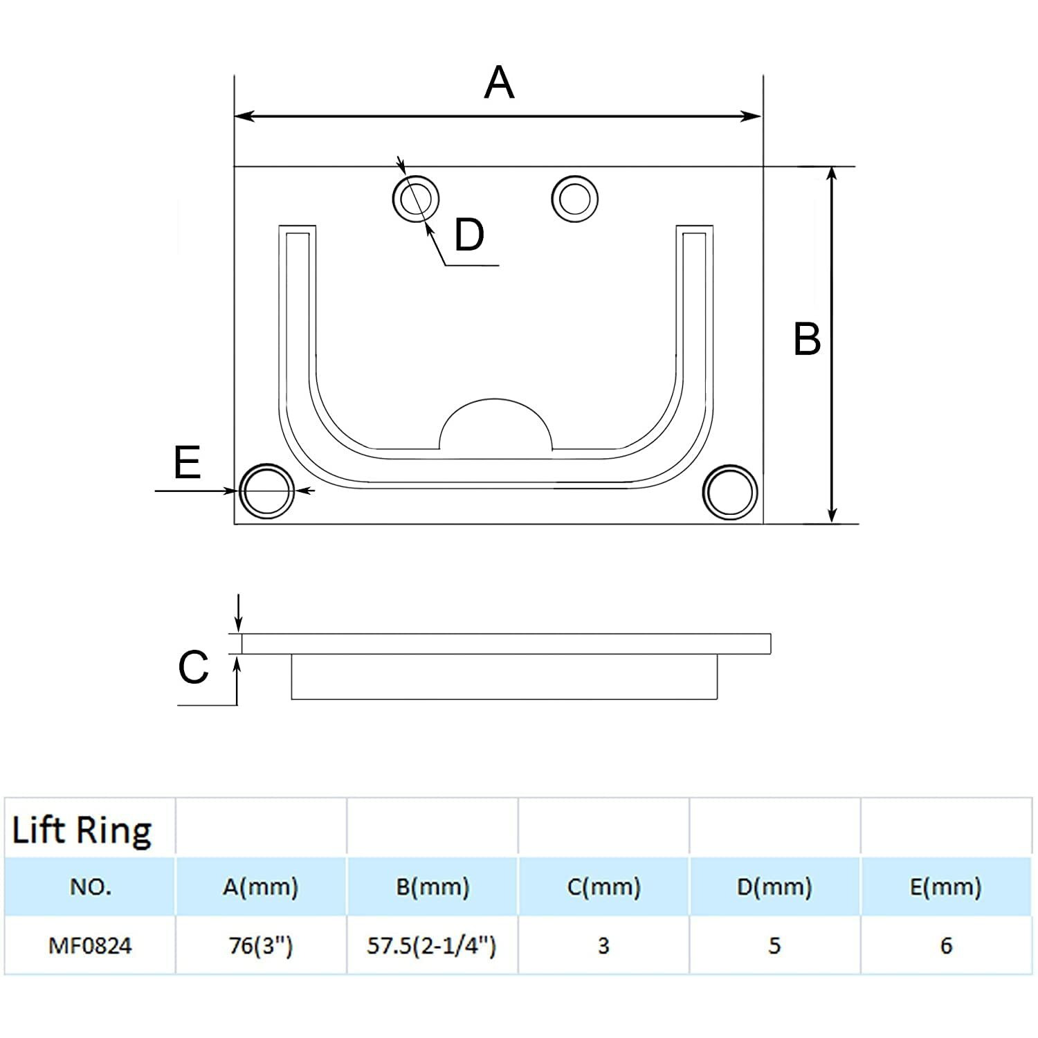 Mizugiwa Boat Ring Hatch Pull Flush Lift  Flush Ring Pull  Marine Grade 316 Stainless Steel Black Color