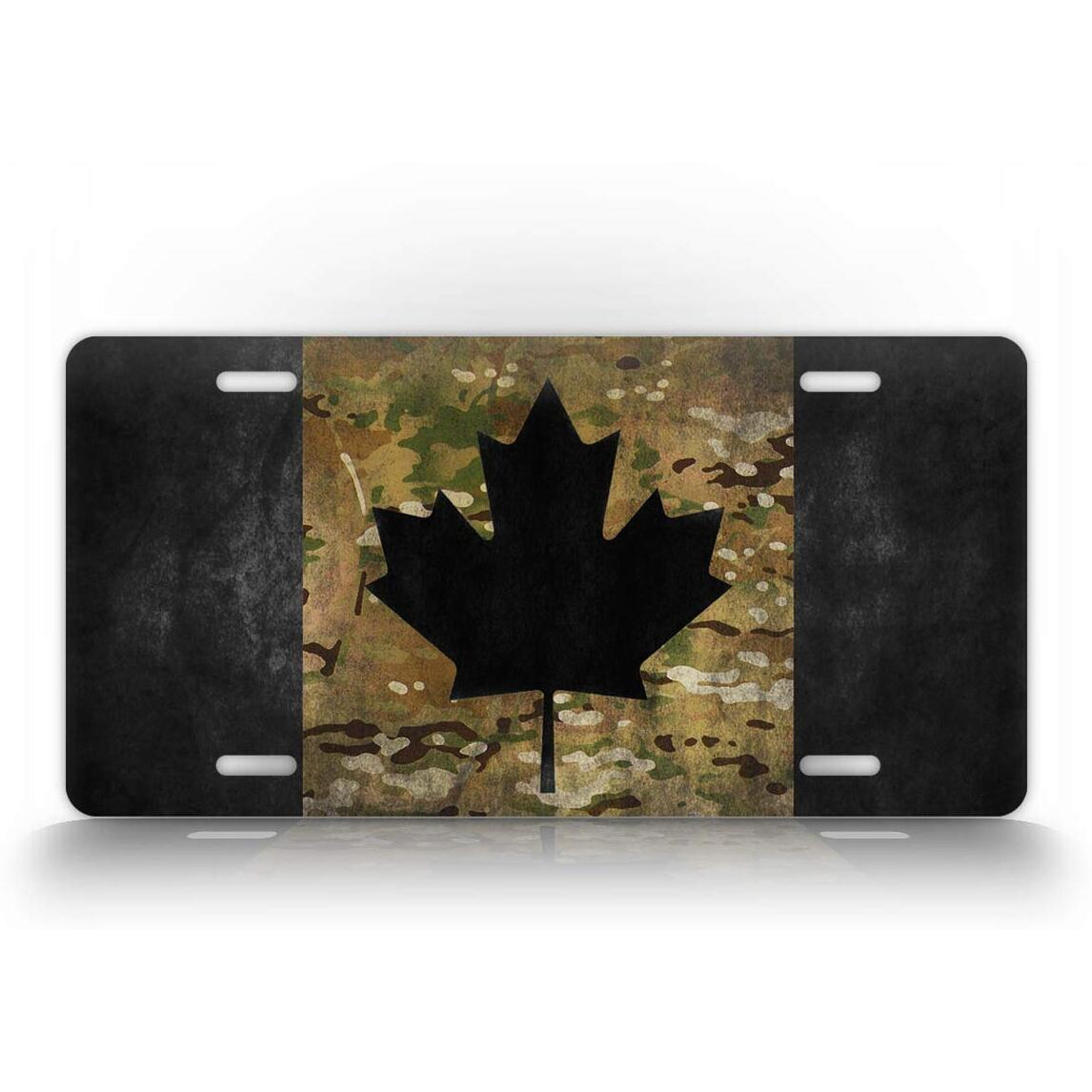 Signsandtagsonline Canada Flag Camo License Plate Maple Leaf Black & Camo Canadian Auto Tag