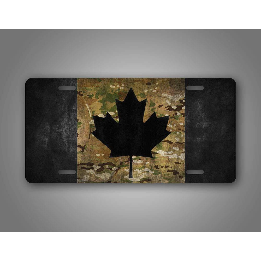 Signsandtagsonline Canada Flag Camo License Plate Maple Leaf Black & Camo Canadian Auto Tag