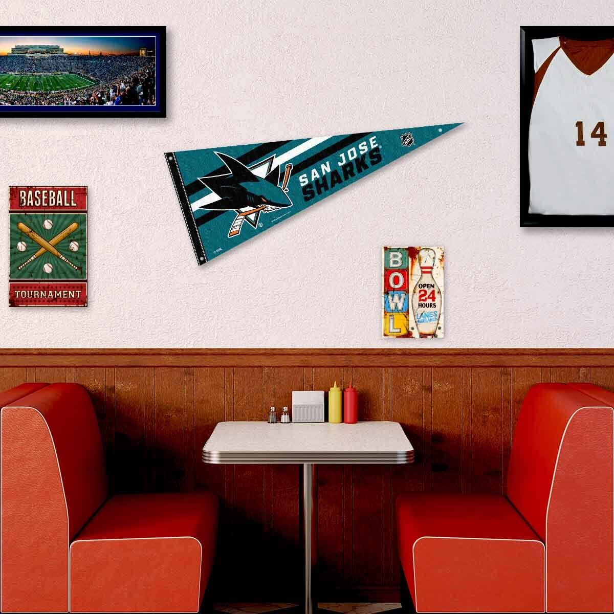 San Jose Sharks Pennant Flag And Wall Tack Pads Mounts
