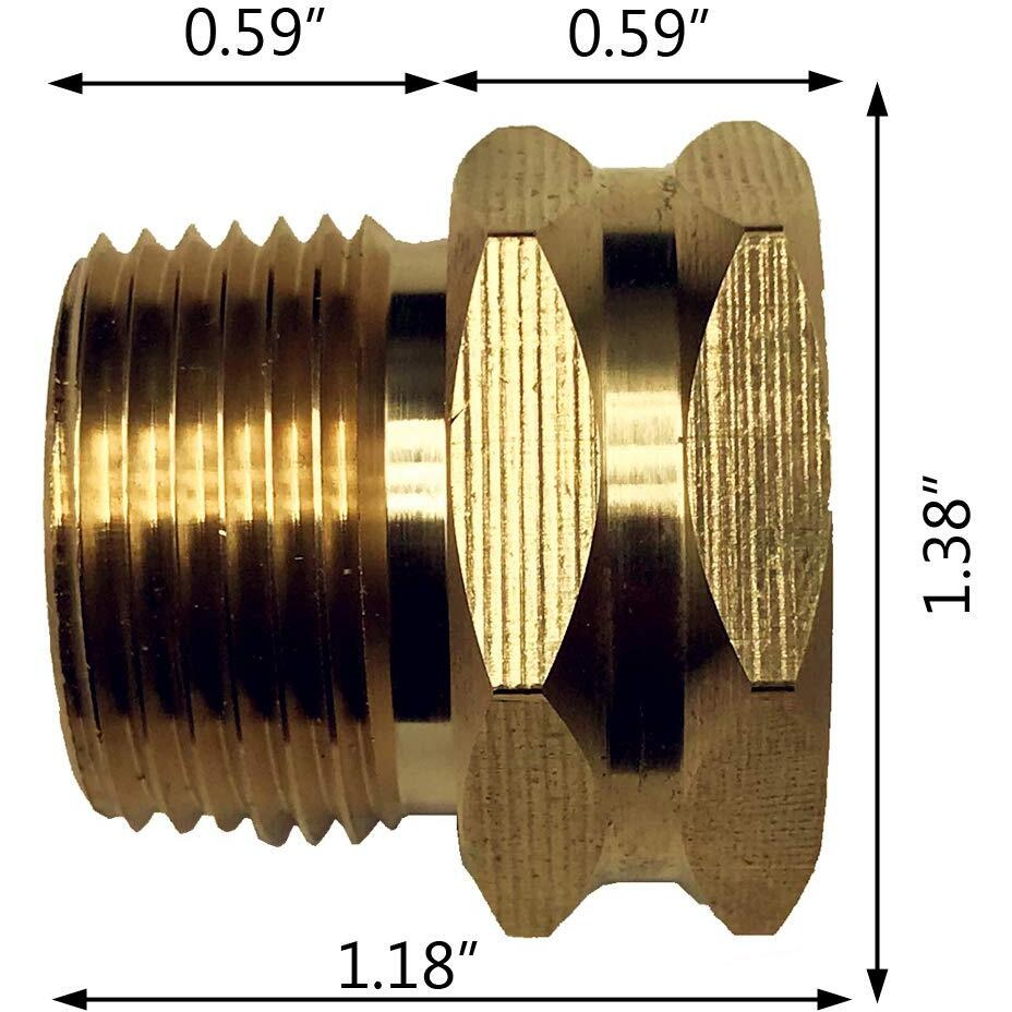 Geshaten 3/4  Ght Female X 3/4  Npt Male Connector  Ght To Npt Adapter Brass Fitting  Garden Hose Adapter  Industrial Metal Brass Garden Hose To Pipe Fittings Connect (2 Pack)