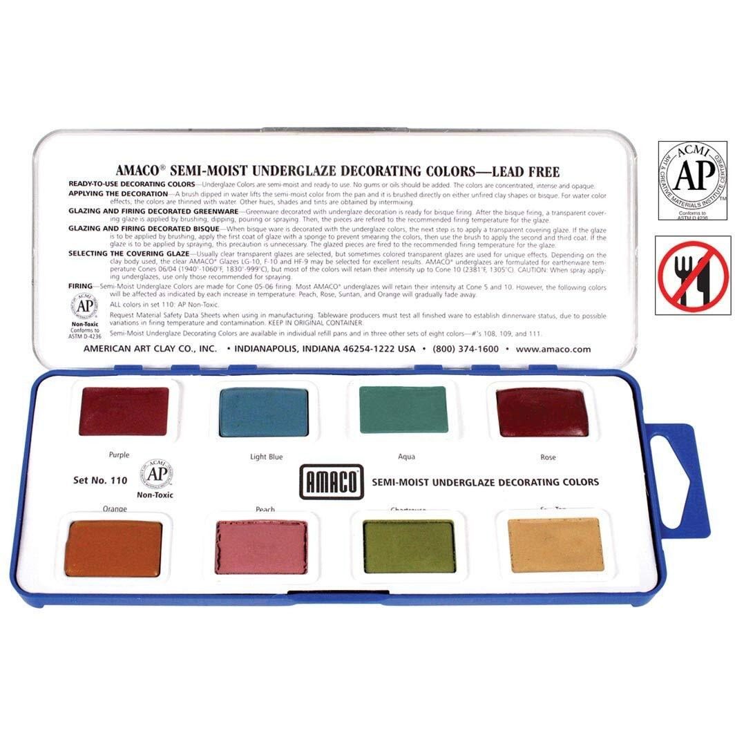 Amaco Non-Toxic Semi-Moist Underglaze Set - C In Pan  1.5 Oz  Assorted Color  Set Of 8