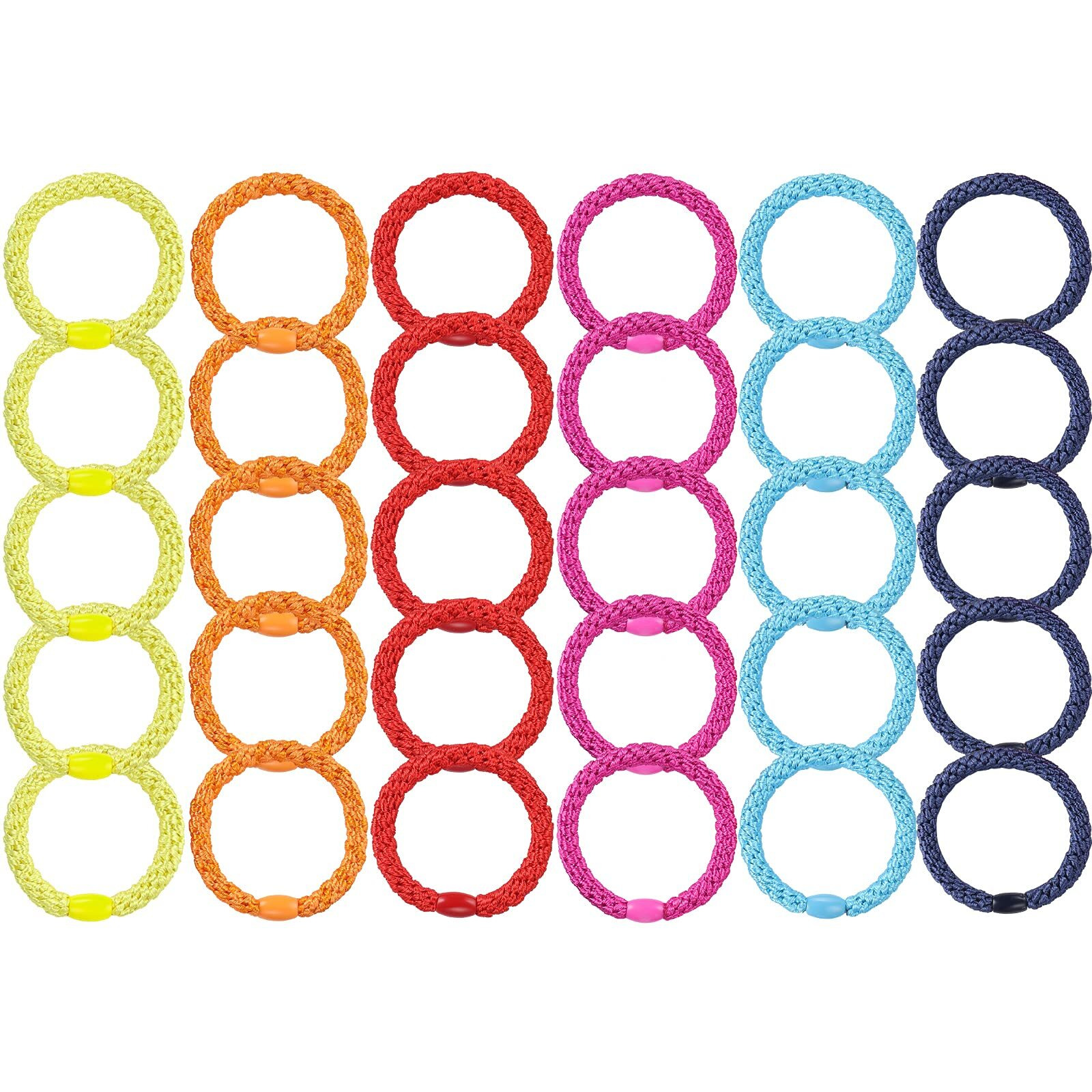 Bracelet Hair Ties For Women Girls  Funtopia 30 Pcs Colorful Elastics Hair Bands Ponytail Holders For Thick Hair  No Metal No Damage Soft Hair Ties With Bead  Bulk Set